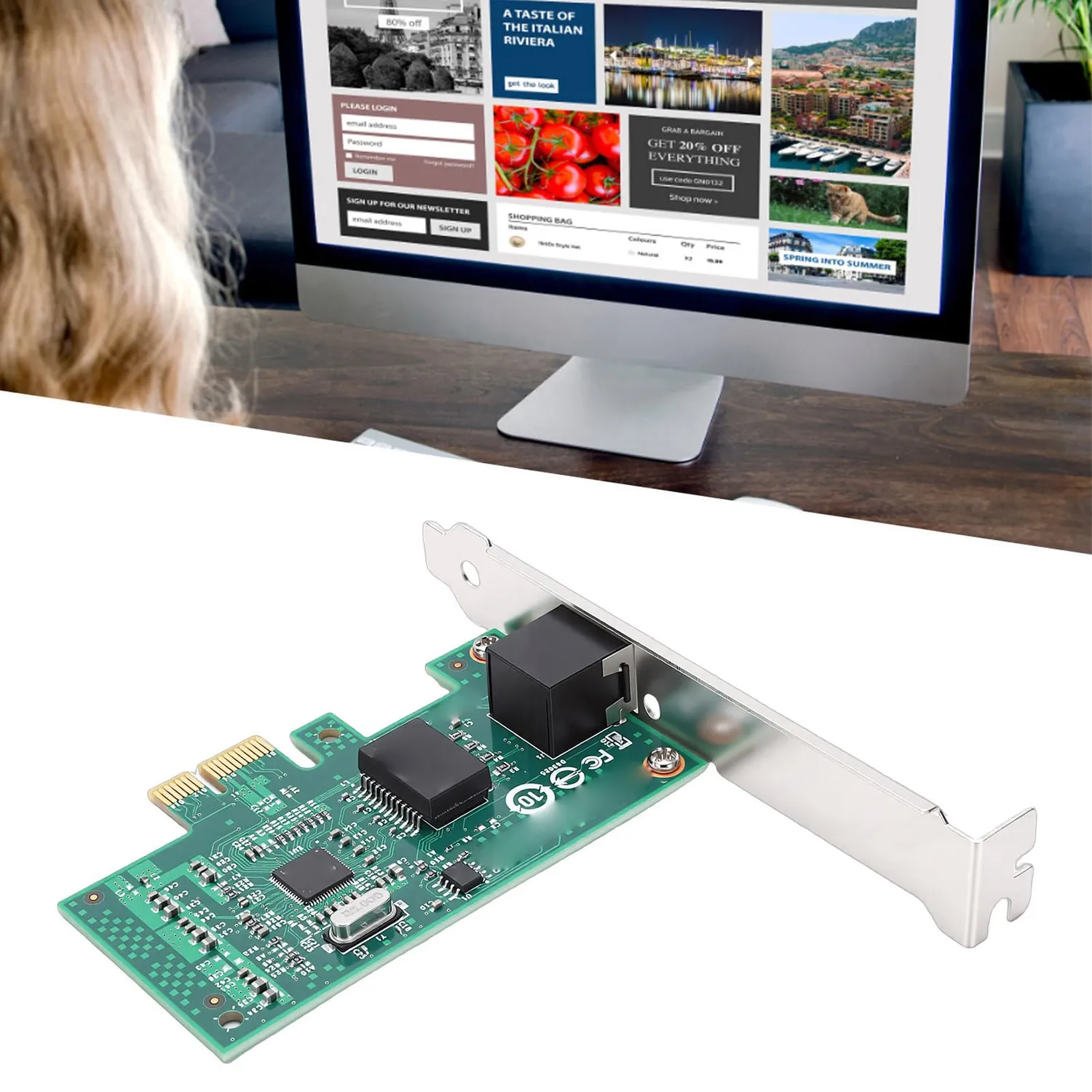 Zunate 210AT Scheda di Rete Gigabit PCIe RJ45 Low Profile