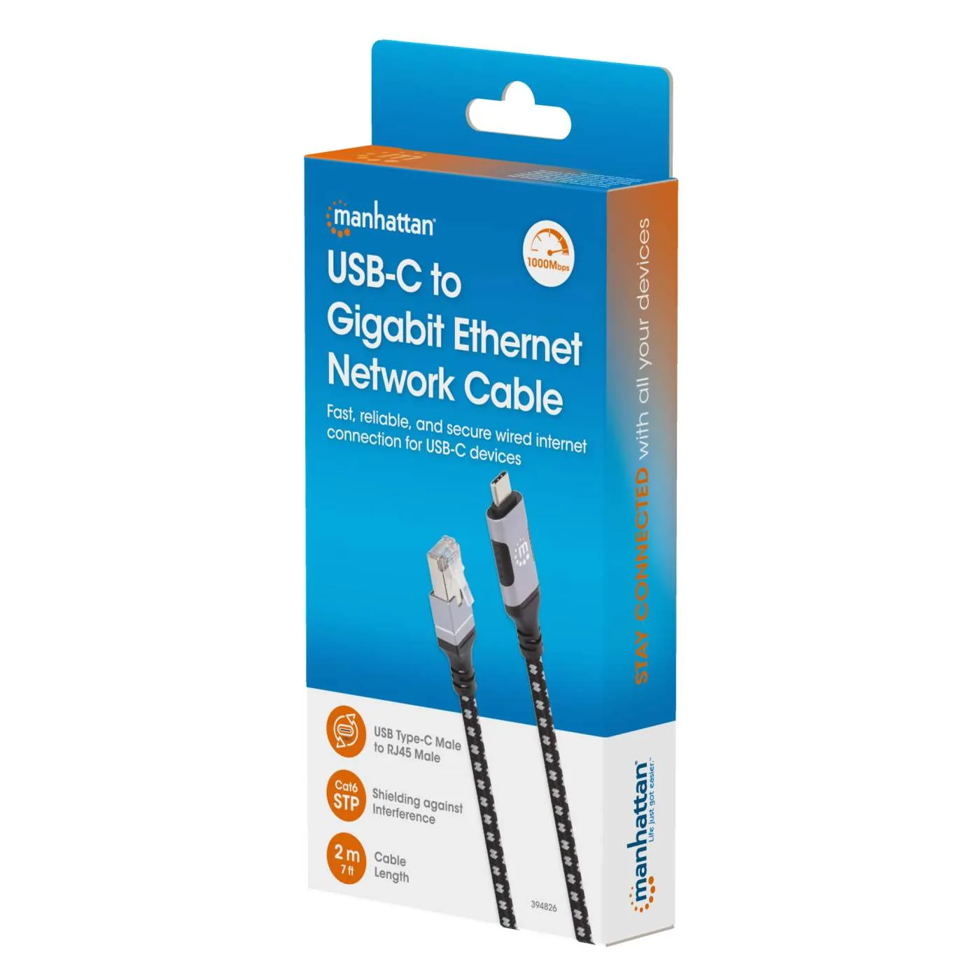 Manhattan Cavo USB-C Ethernet Gigabit 2 m