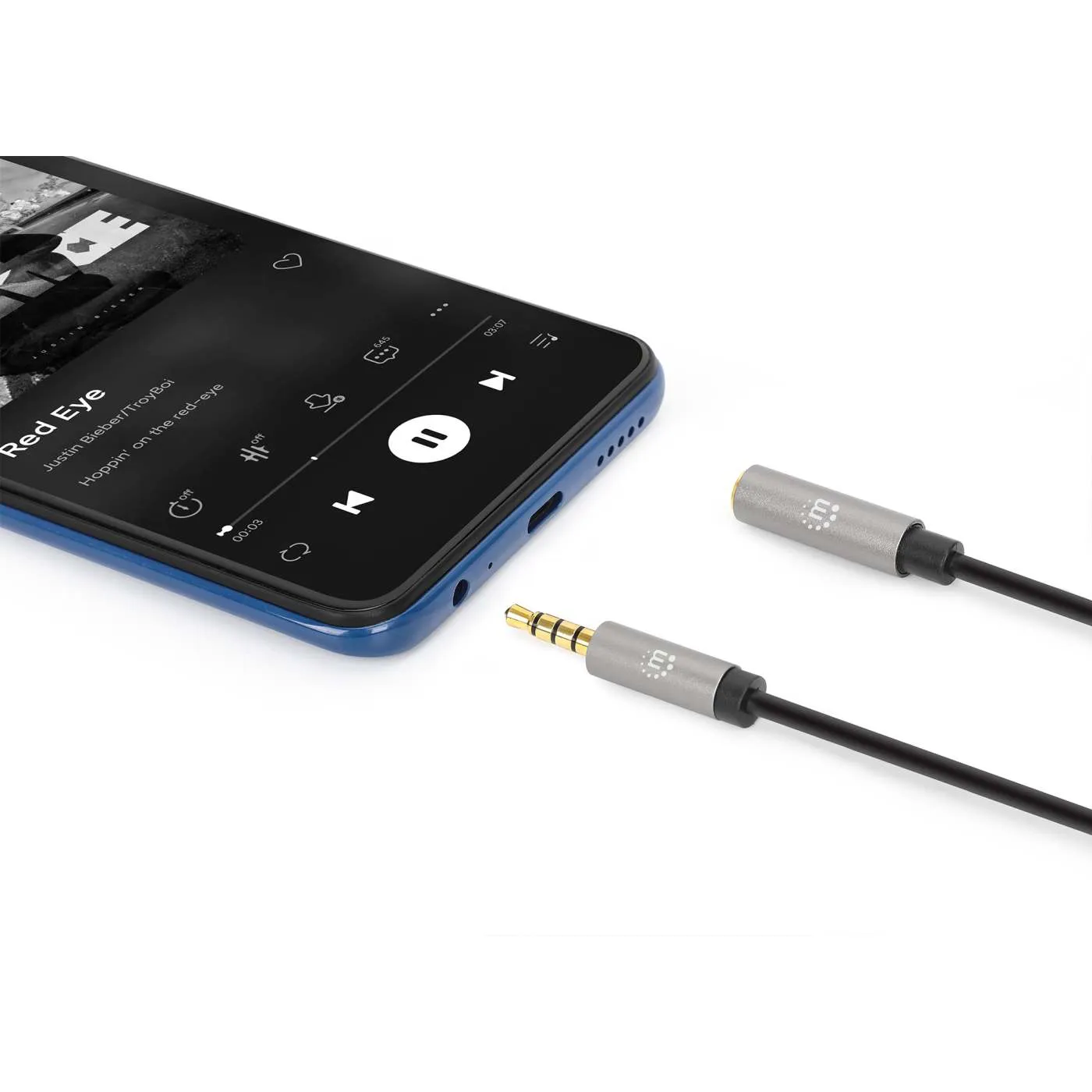 Manhattan Cavo Audio Aux Stereo 3 m Prolunga 3,5 mm Slim
