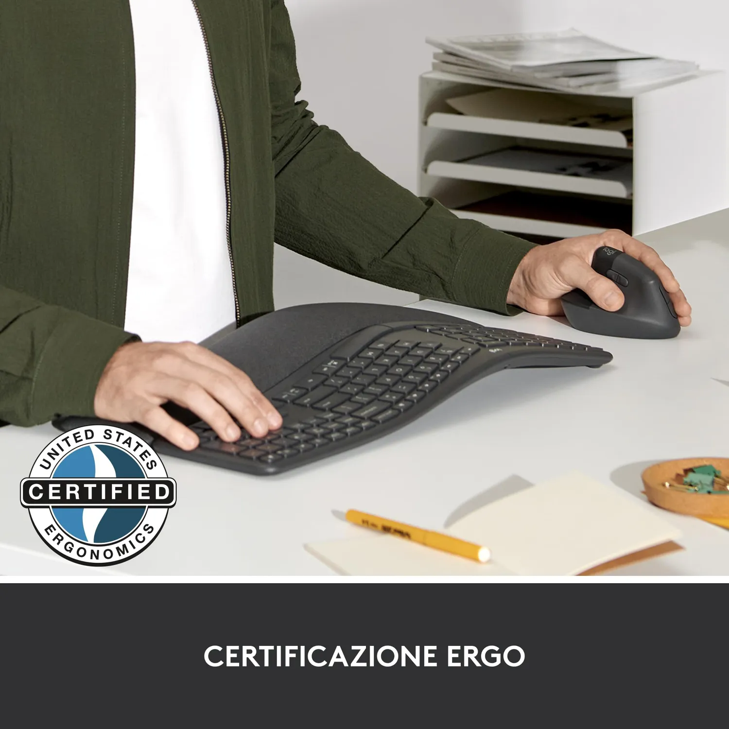 Logitech Lift for Business mouse verticale per mancini