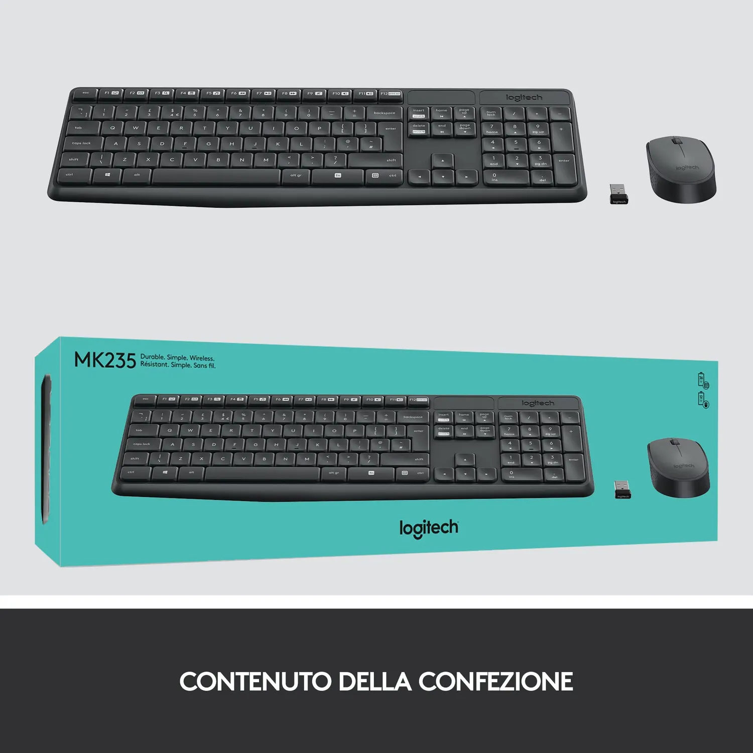 Logitech MK235 kit tastiera e mouse wireless ITA