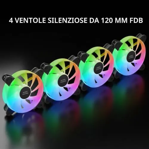 Mars Gaming MF-4A Kit 4 Ventole 120mm ARGB Nero