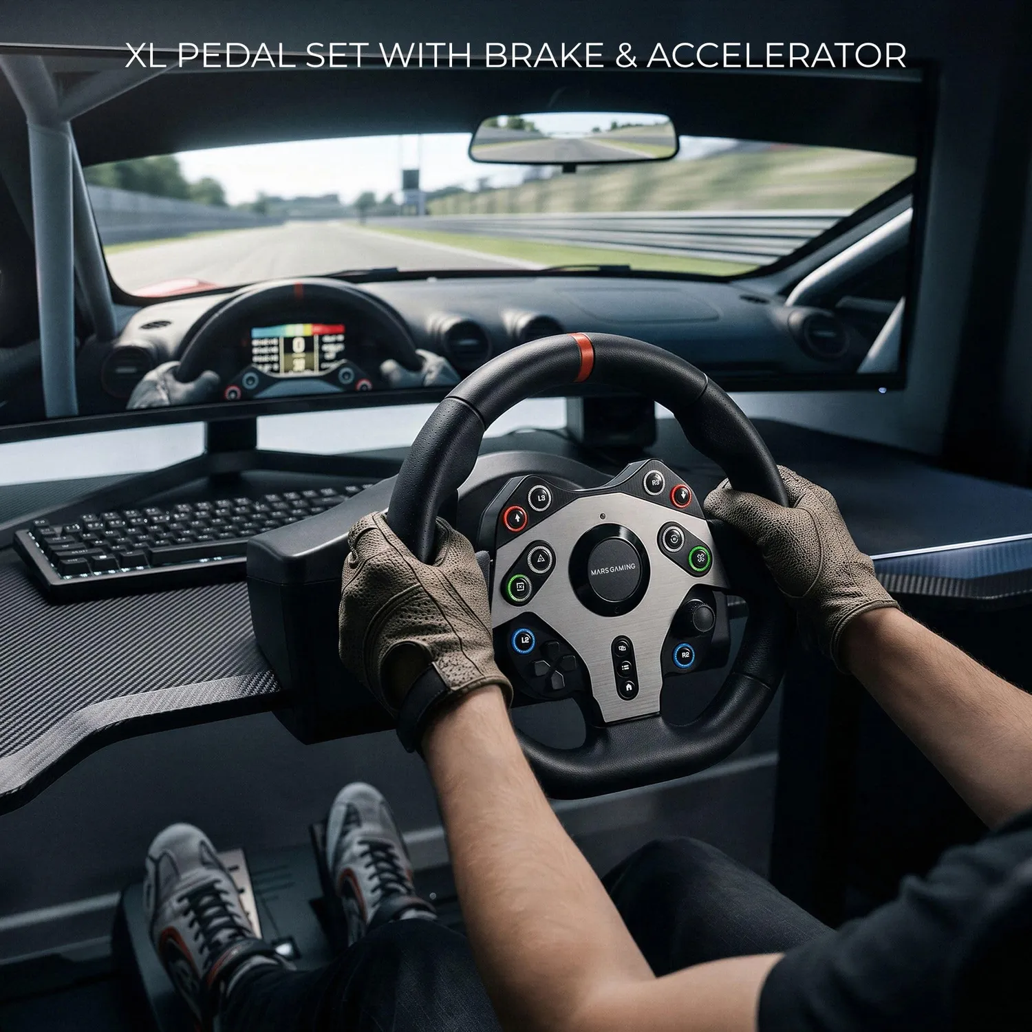 Mars Gaming MWH-RSXTWO volante gaming 270° + pedaliera