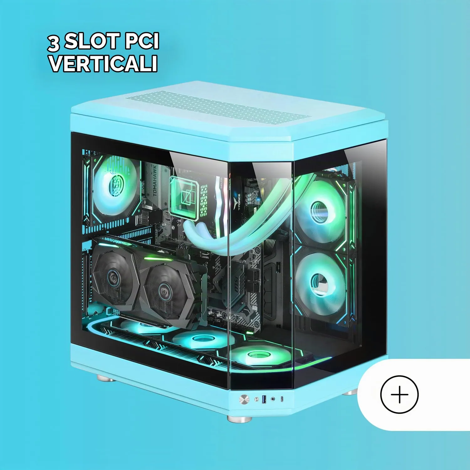 Mars Gaming MC-3T case ATX vetro blu tripla finestra