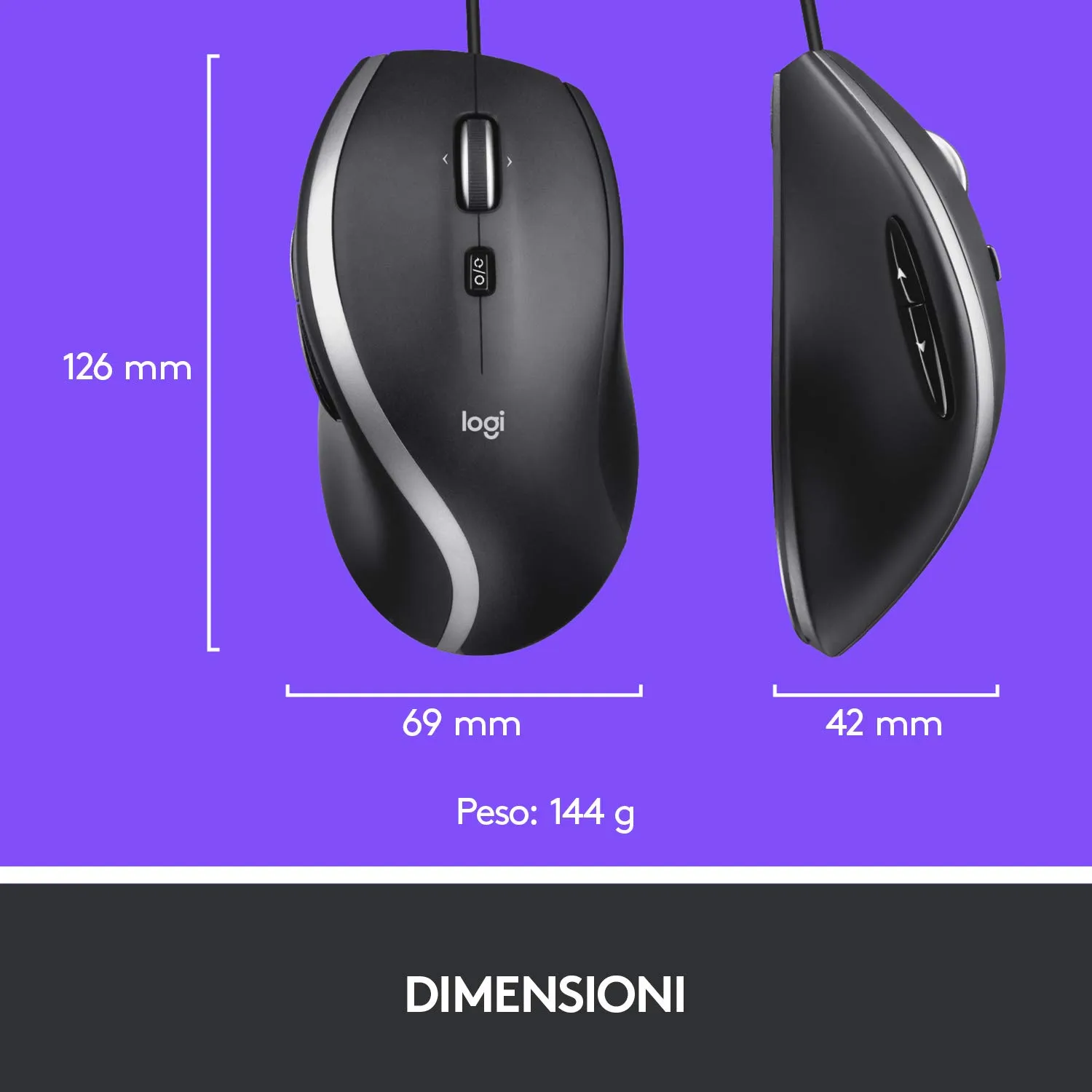 Logitech M500s mouse cablato iperveloce 1000 dpi nero