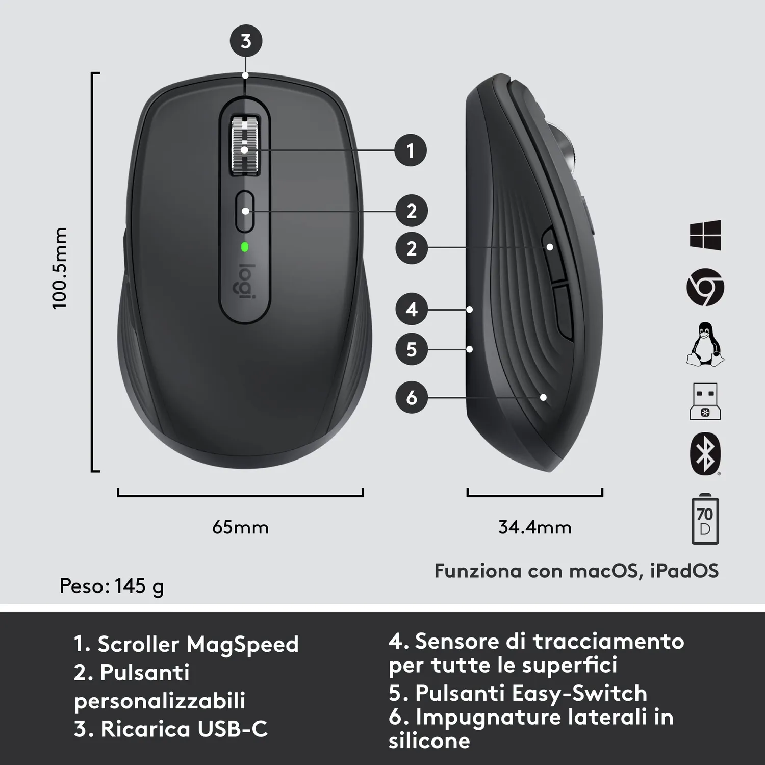Logitech MX Anywhere 3 Business Mouse Grafite 4000 DPI