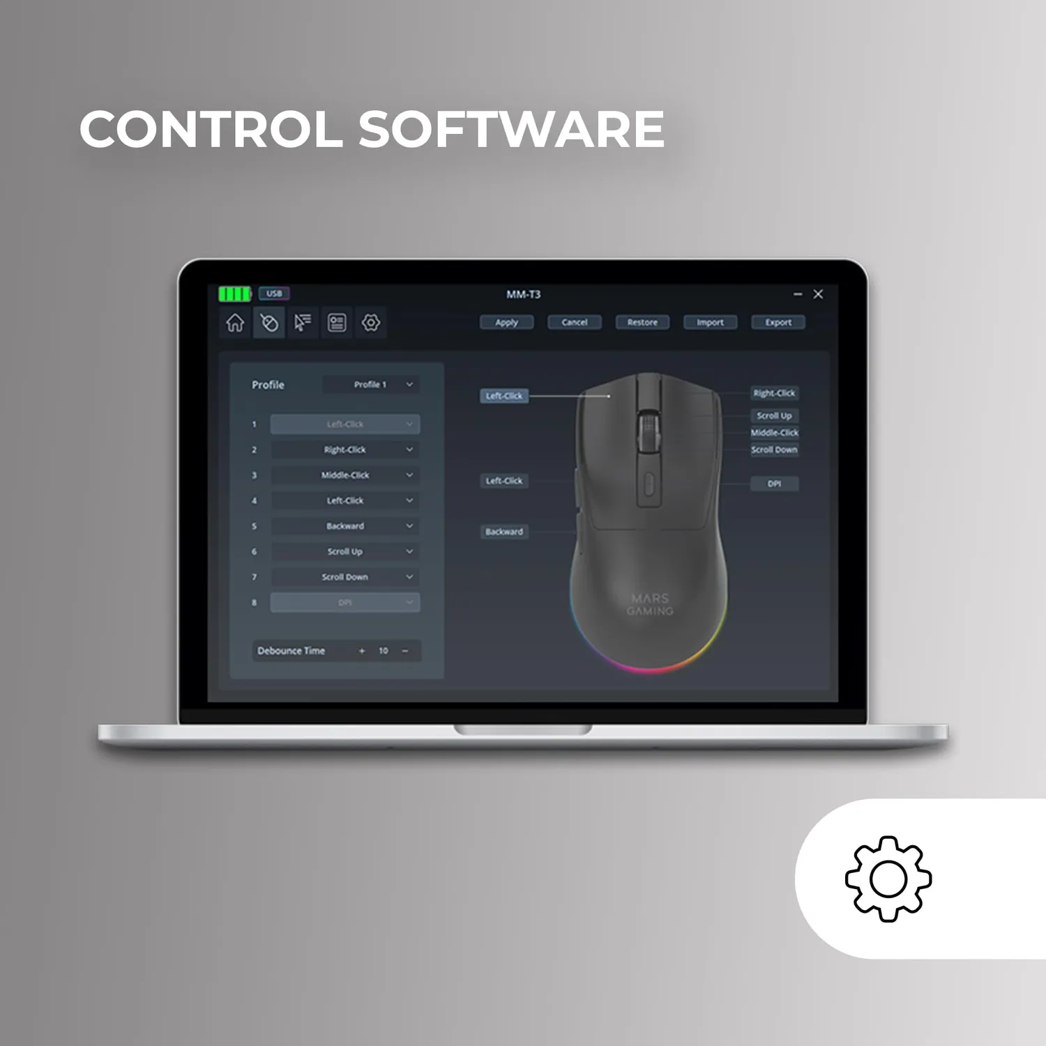 Mars Gaming MM-T3 MMT3W Mouse Wireless Bianco 14400 DPI