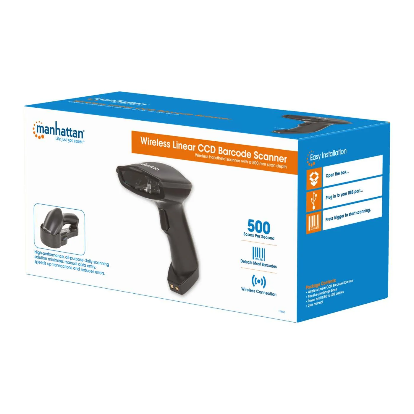 Manhattan Lettore Barcode Wireless CCD Lungo Raggio 500 mm