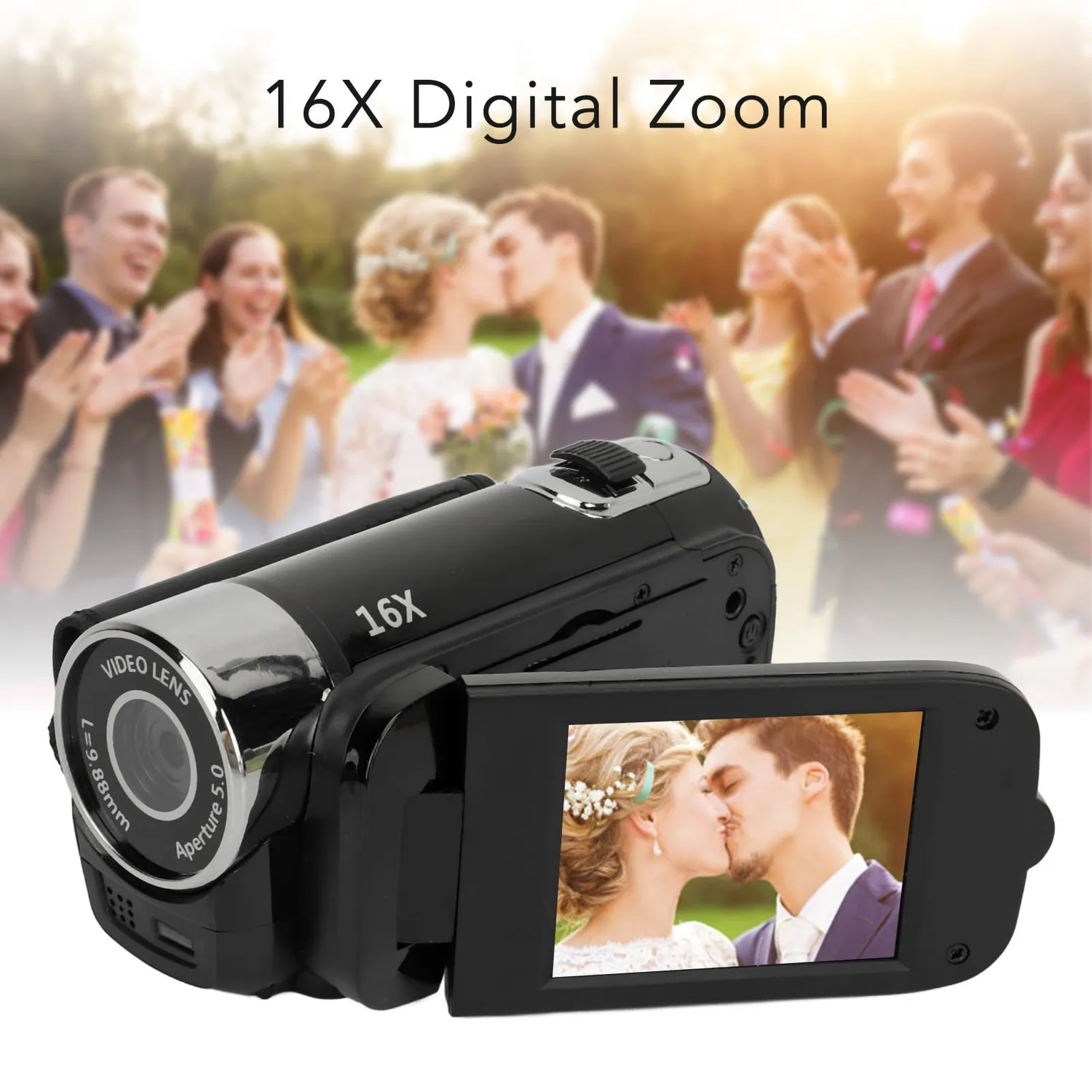 Zunate fotocamera digitale 1080P 16MP zoom 16X nera 2,4"