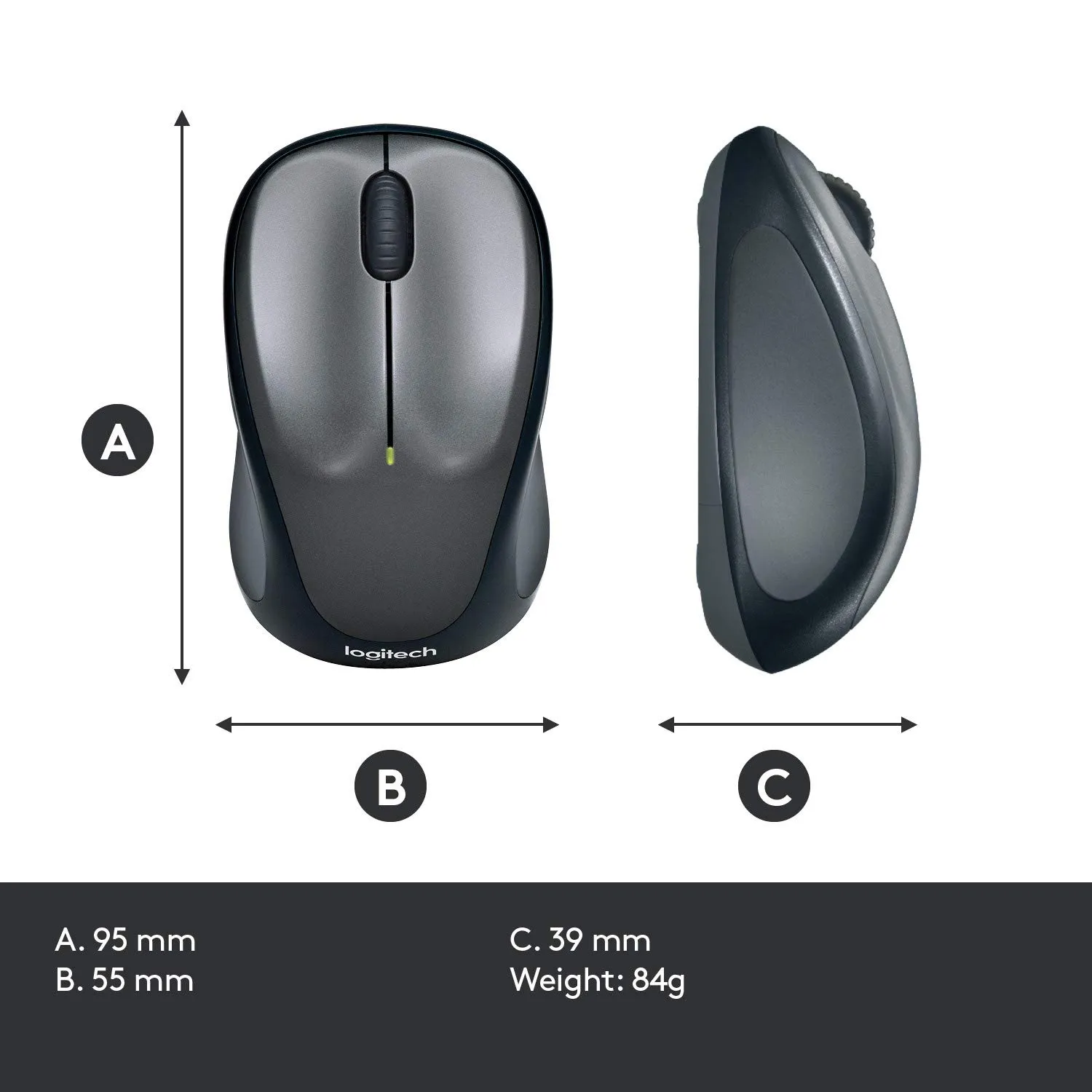 Logitech M235 mouse wireless Nero Rosso compatto