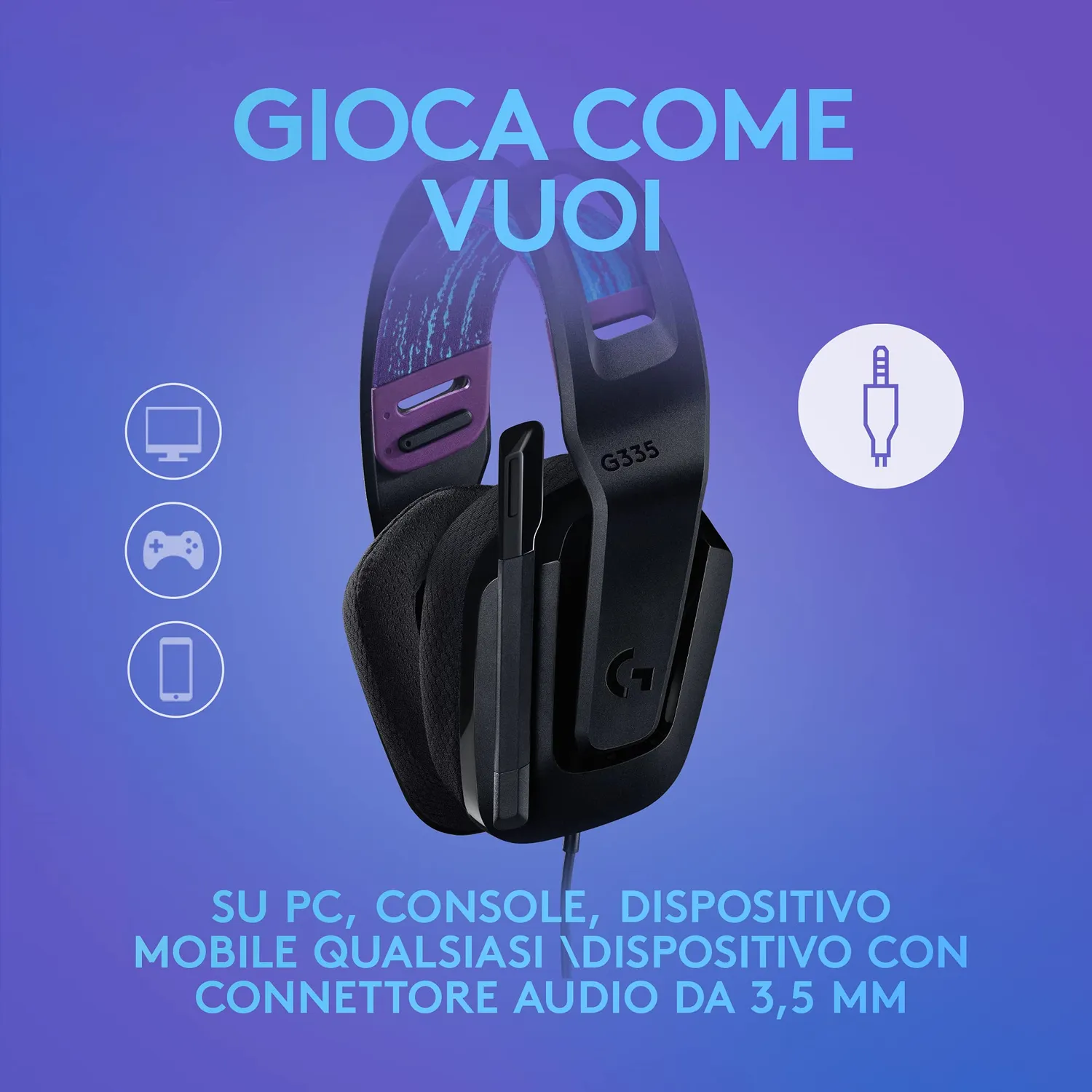 Logitech G G335 cuffie gaming cablate 240g
