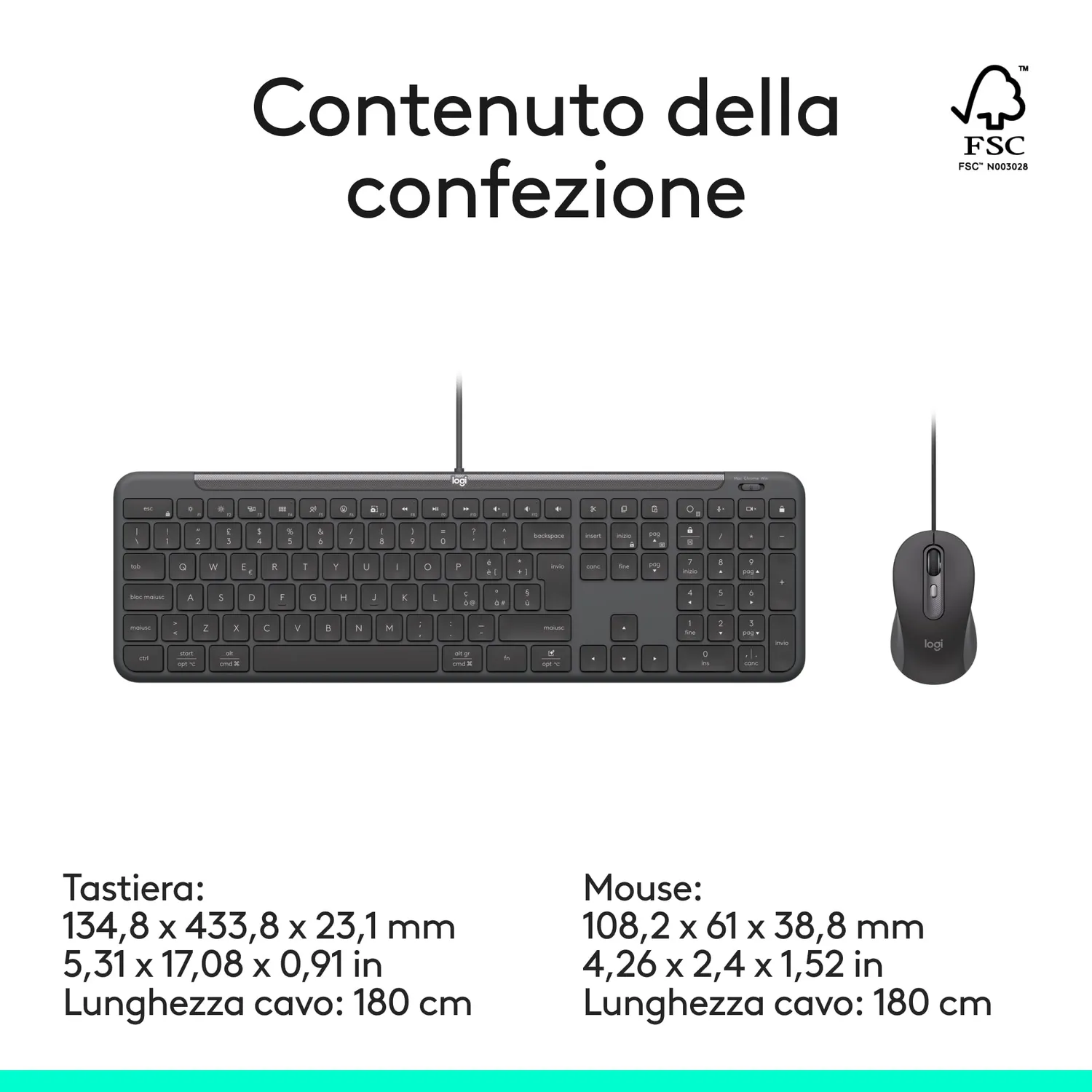 Logitech Signature Slim MK620 kit tastiera e mouse USB-C silent