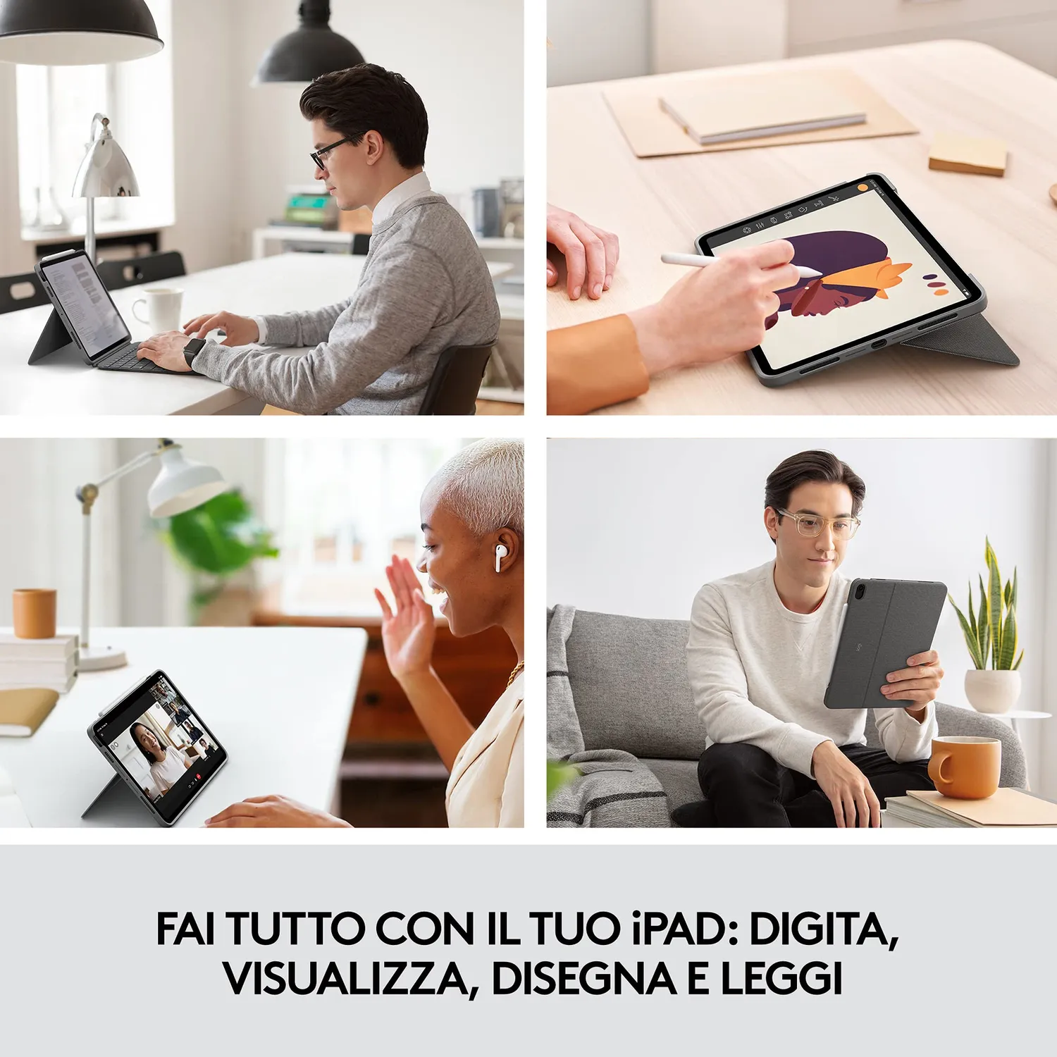 Logitech Combo Touch Custodia Tastiera iPad Air 4-5 Gen ITA retroilluminata