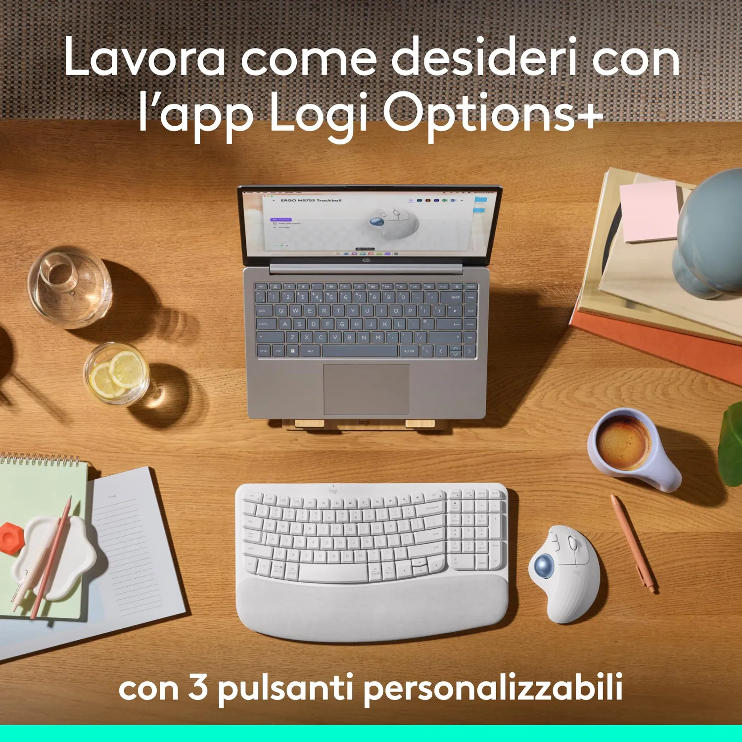 Logitech ERGO M575S trackball wireless bianco plastica