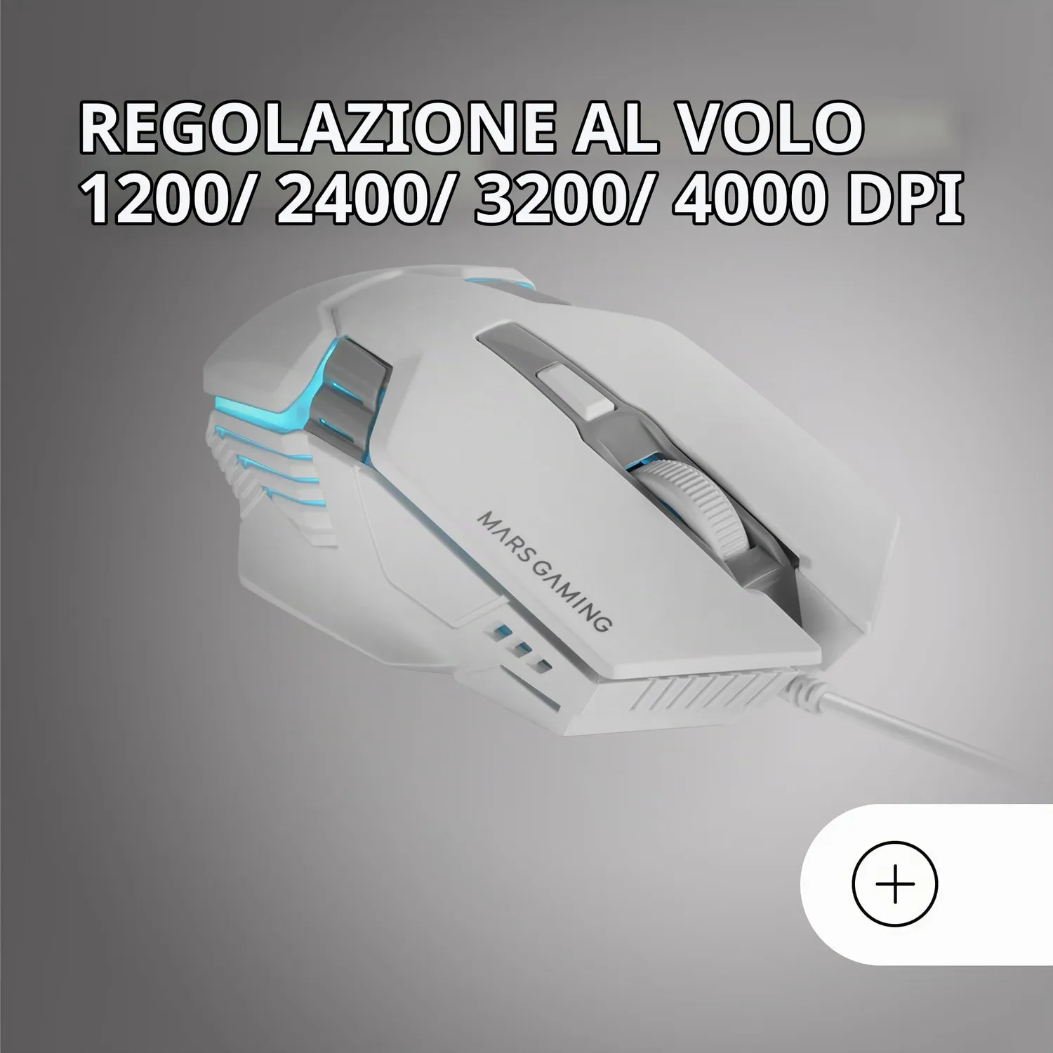Mars Gaming MM024 mouse gaming bianco 4000 DPI RGB