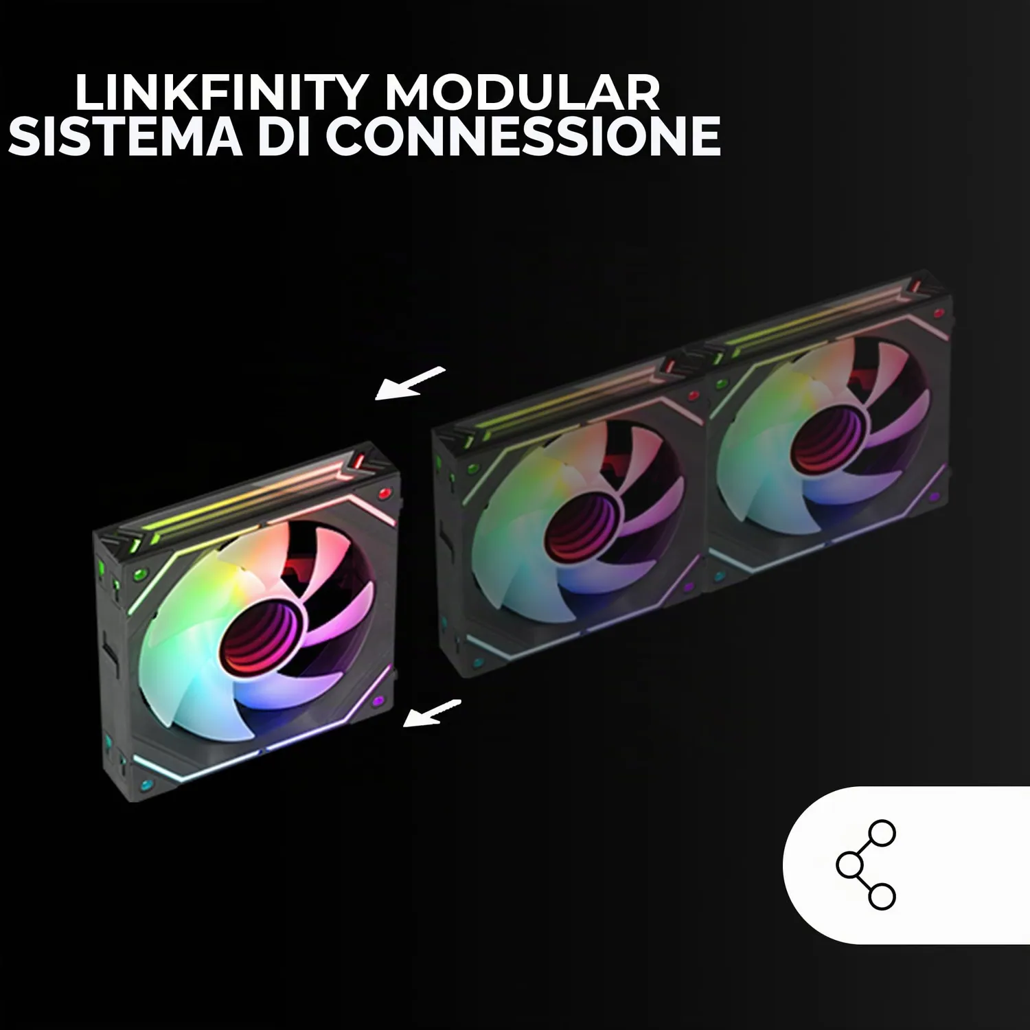 Mars Gaming MF-LINKFINITY ventola 120mm ARGB nero PWM