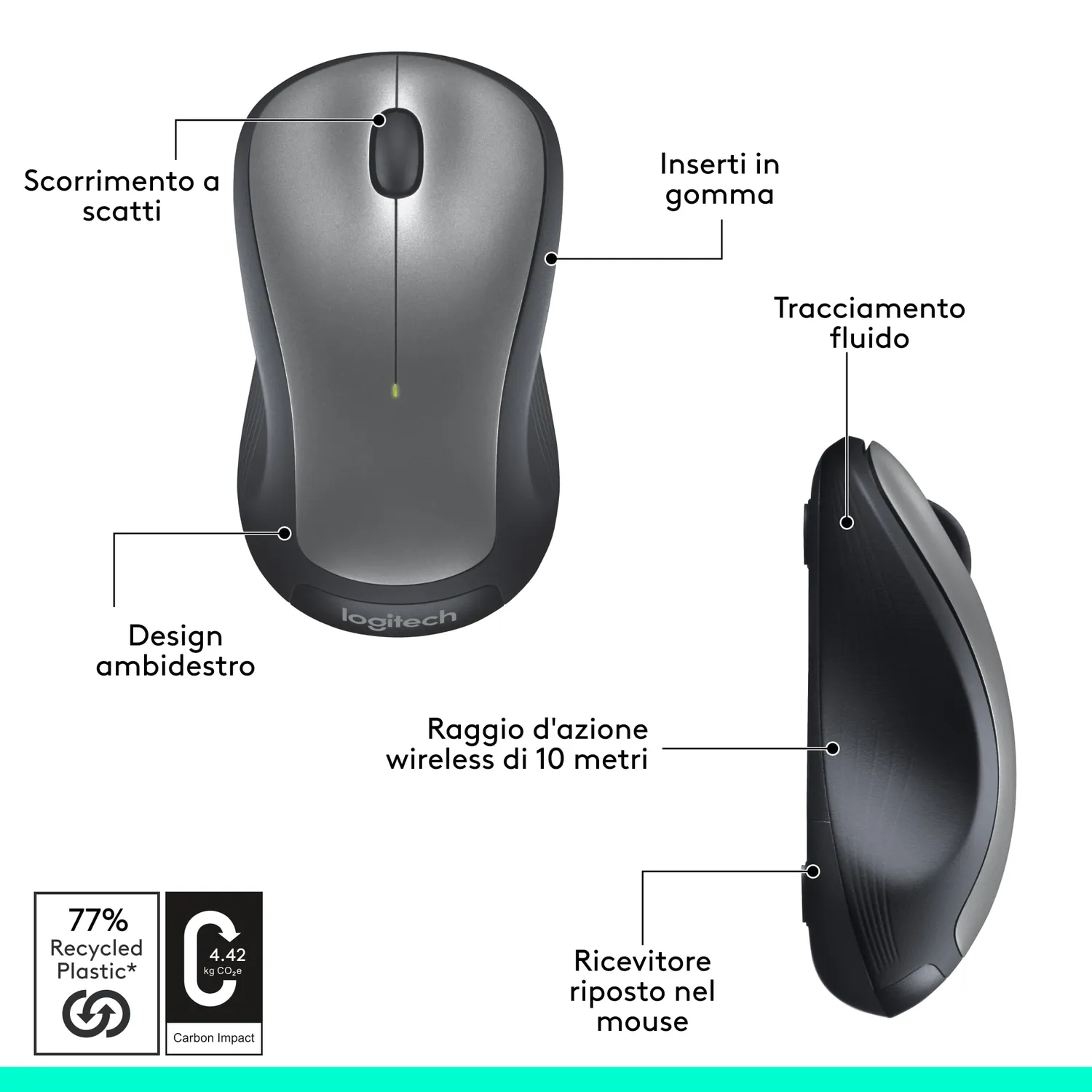 Logitech M310 mouse wireless ambidestro
