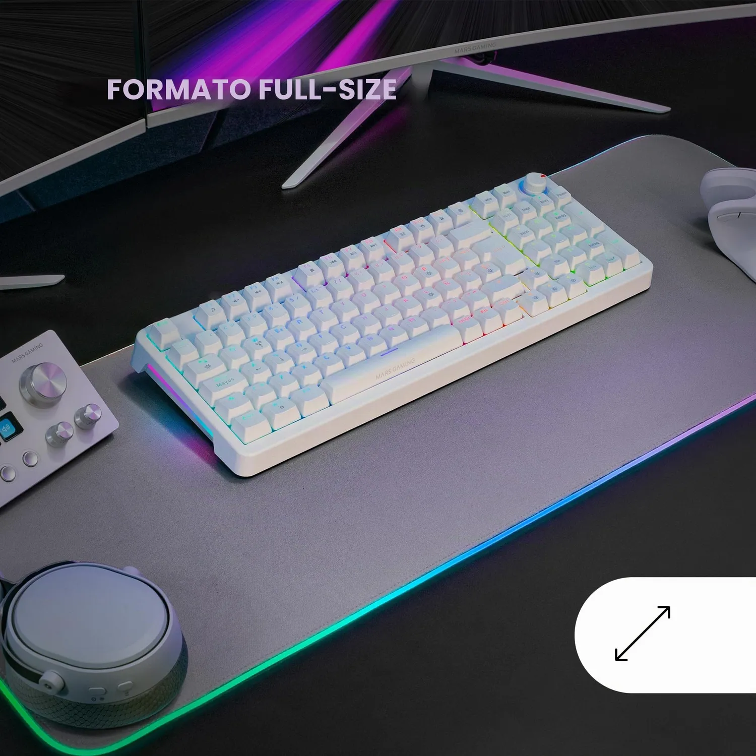 Mars Gaming MKPRO tastiera meccanica full size bianca silent