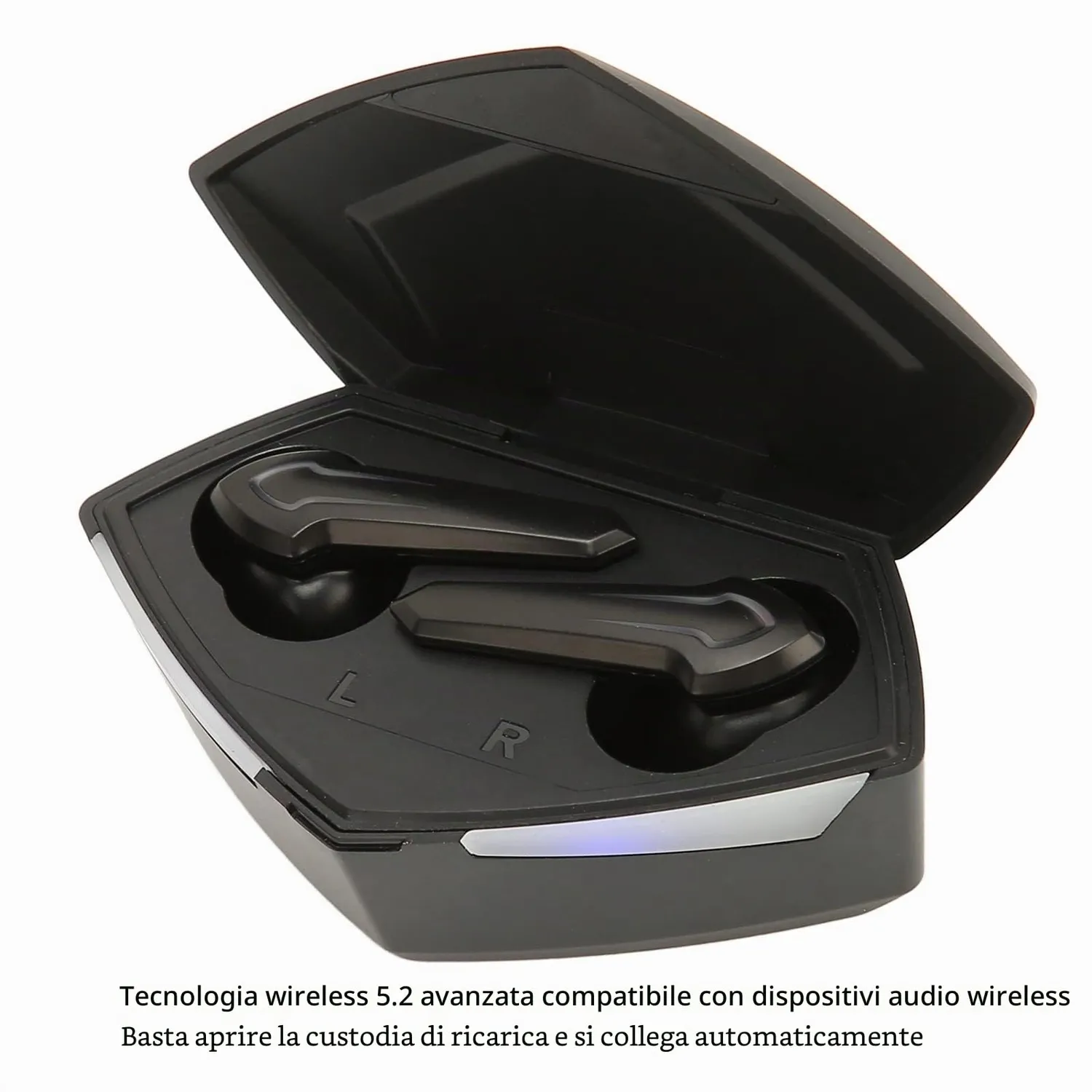 Zunate Auricolari Gaming Bluetooth 5.2 Neri 45 ms