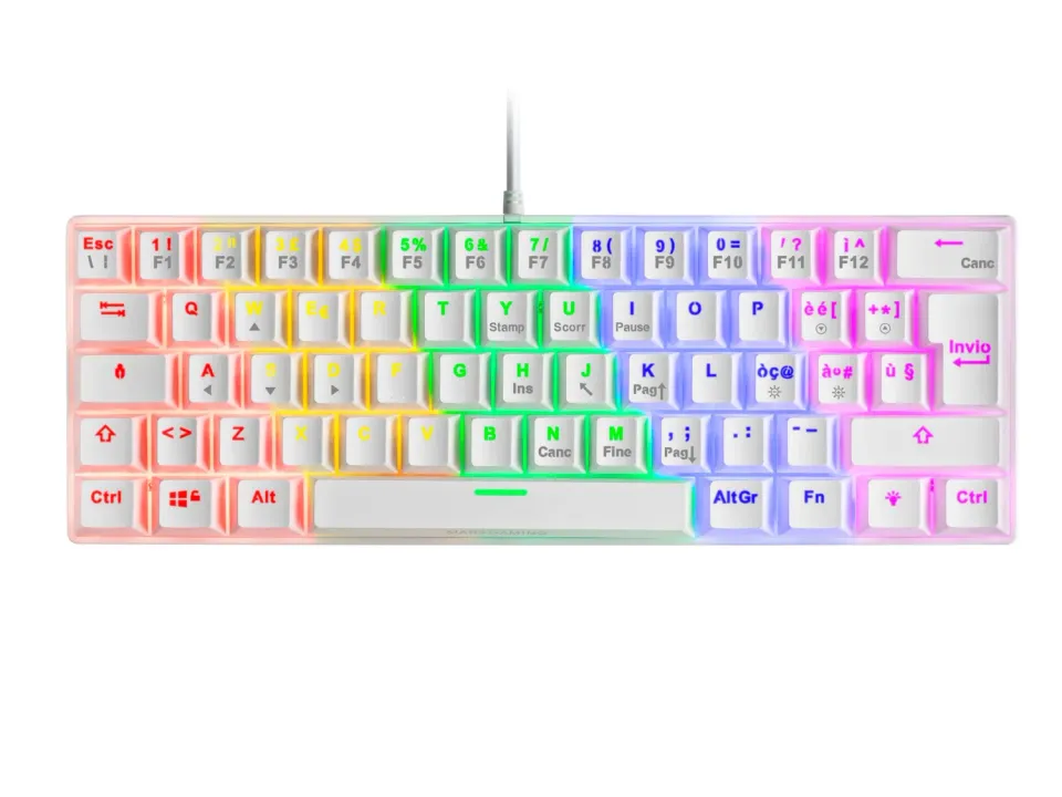 Mars Gaming MK60 Tastiera Meccanica 60% Bianco Switch Marroni