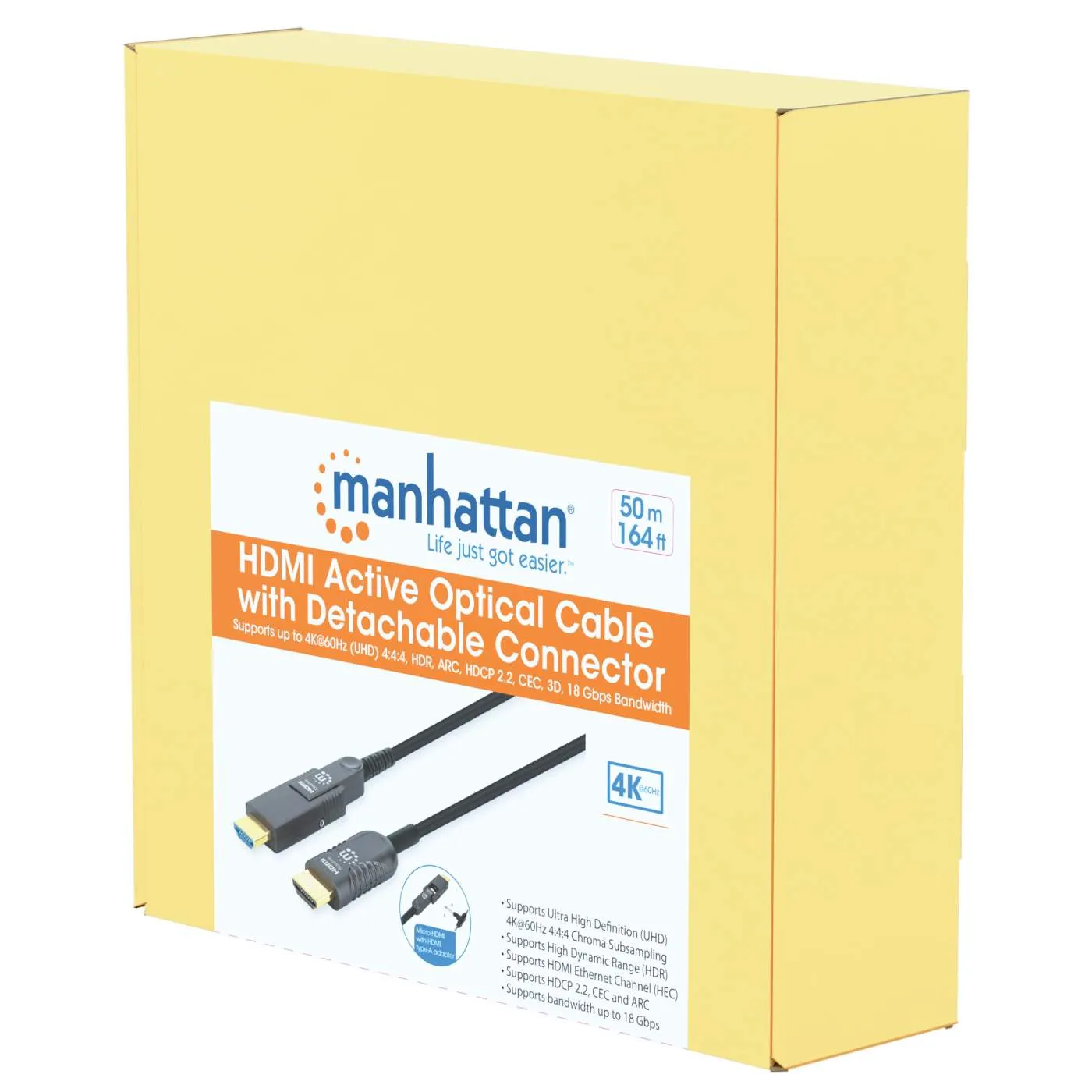 Manhattan cavo HDMI ottico attivo 50 m 4K 60Hz staccabile