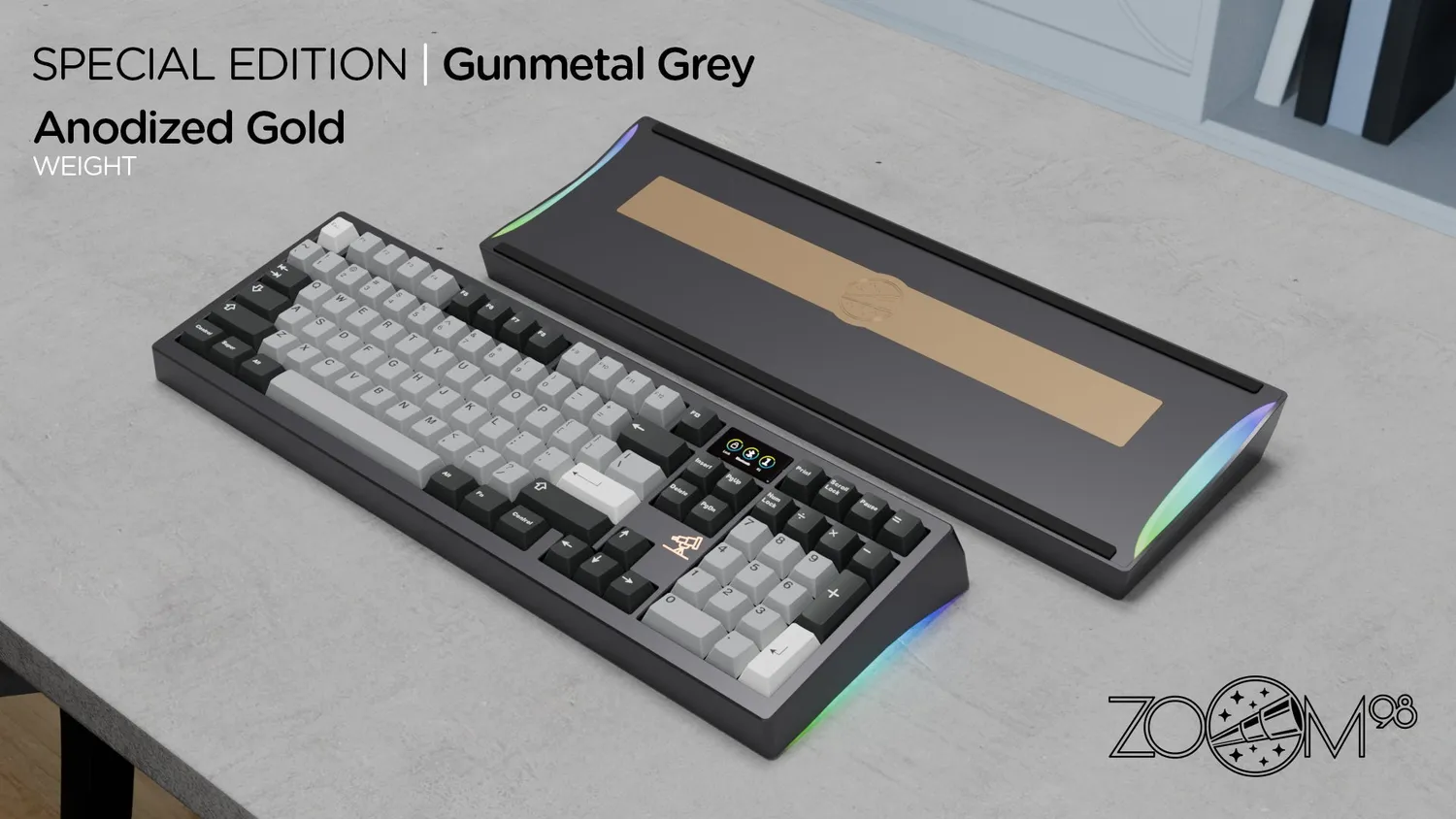 Meletrix Zoom98 Tastiera Tri-Mode Gunmetal Gray Flex Cut