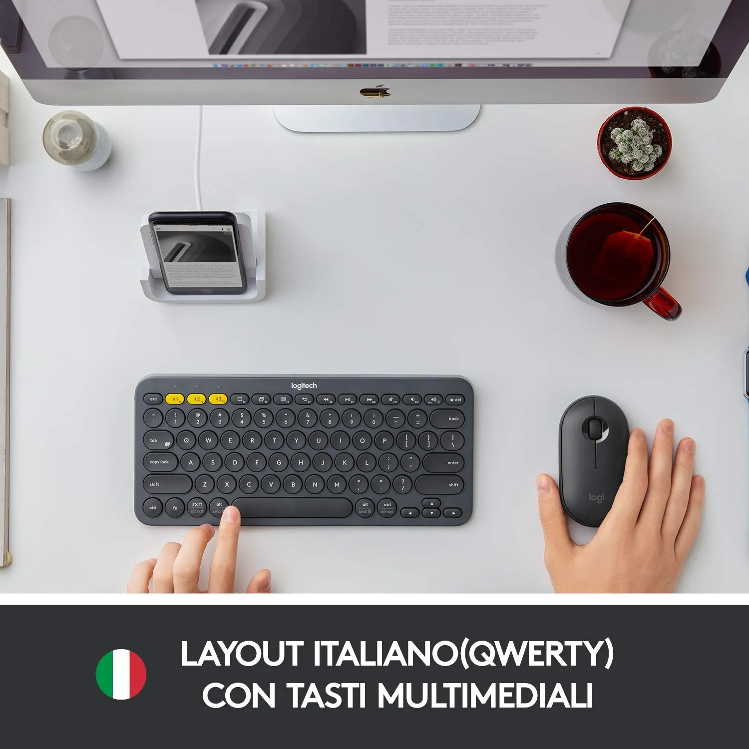 Logitech K380 tastiera Bluetooth nera ITA QWERTY