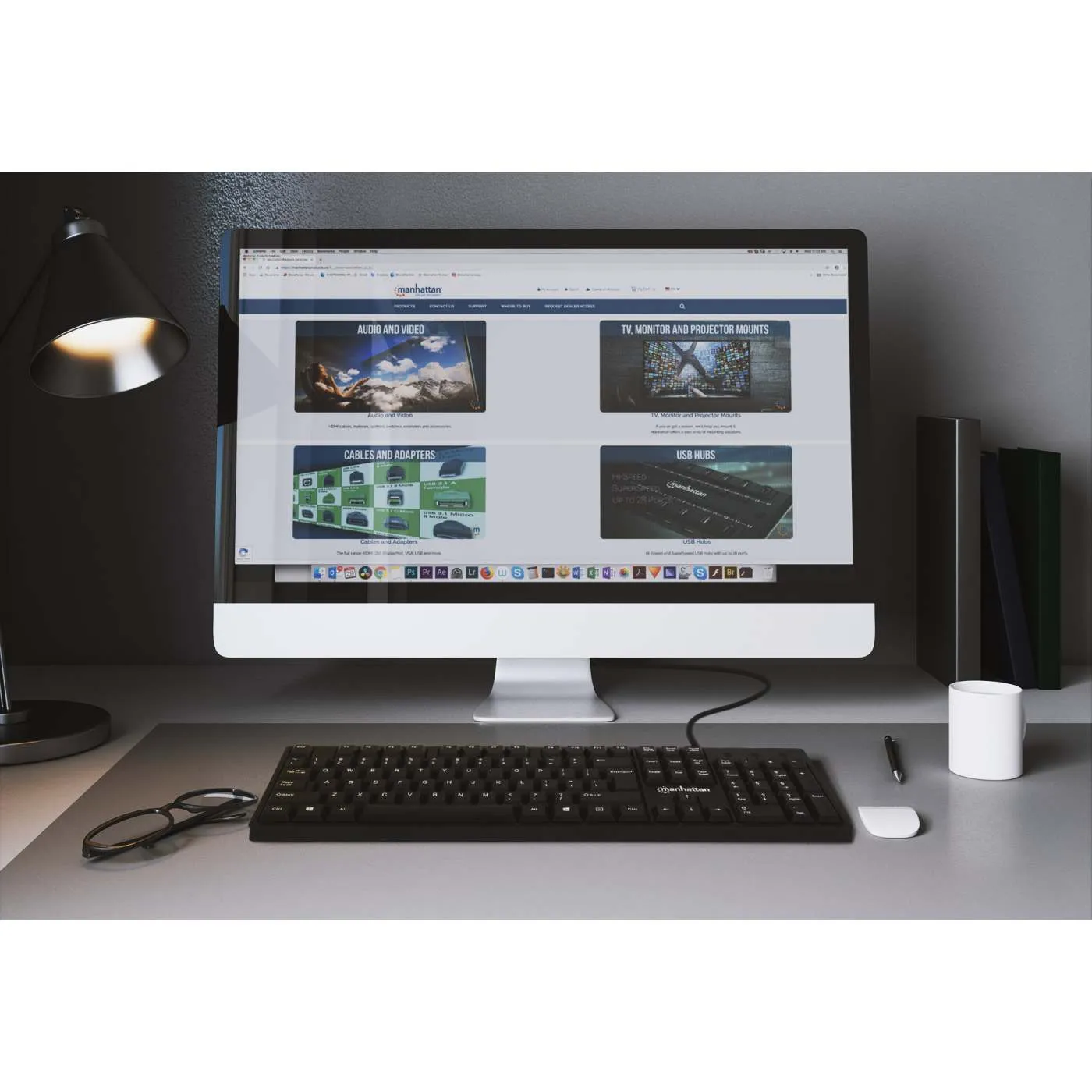 Manhattan Tastiera Cablata USB 104 Tasti QWERTY Nera 1,3 m