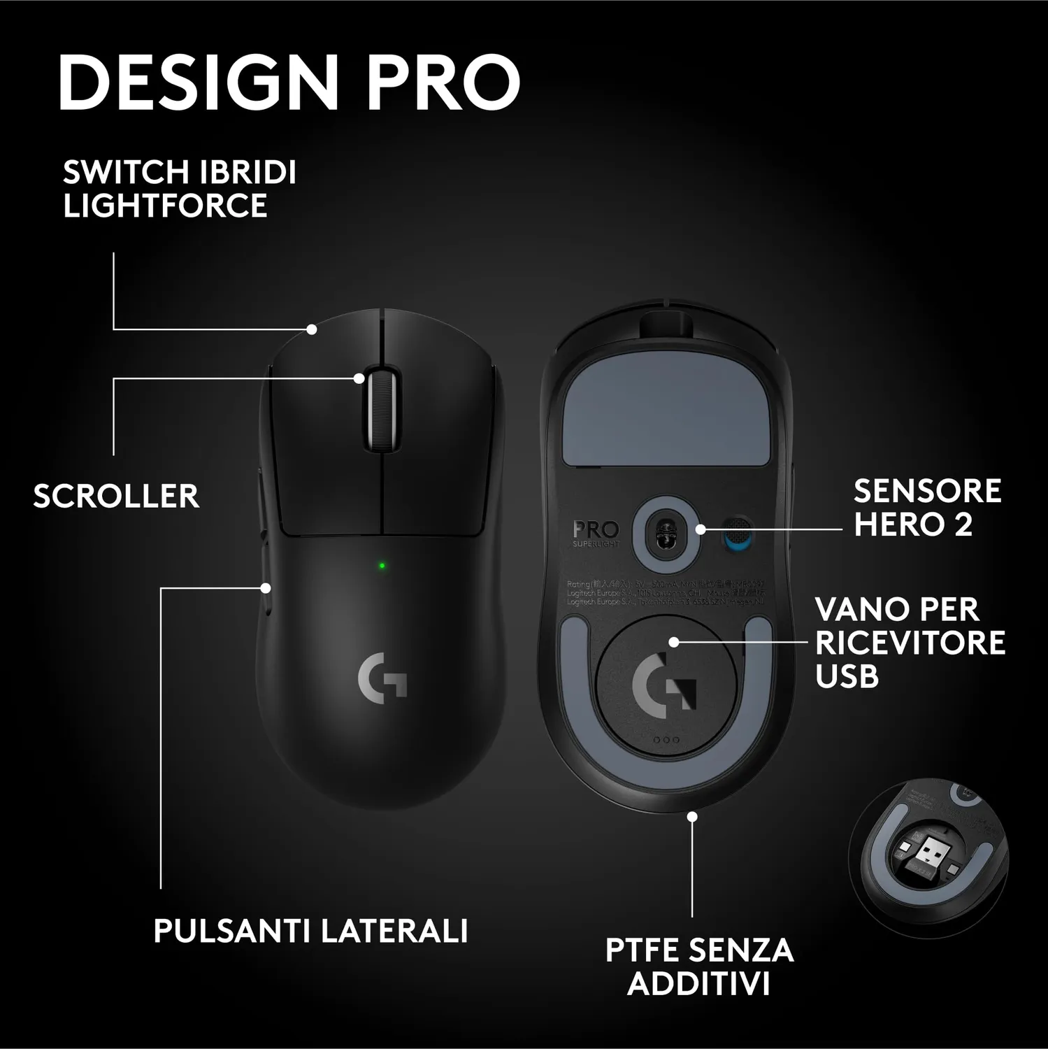 Logitech G PRO X Superlight 2 SE mouse gaming nero 60 g