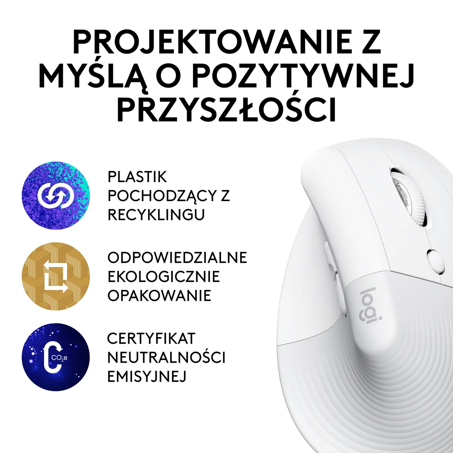 Logitech Lift for Business mouse verticale wireless bianco