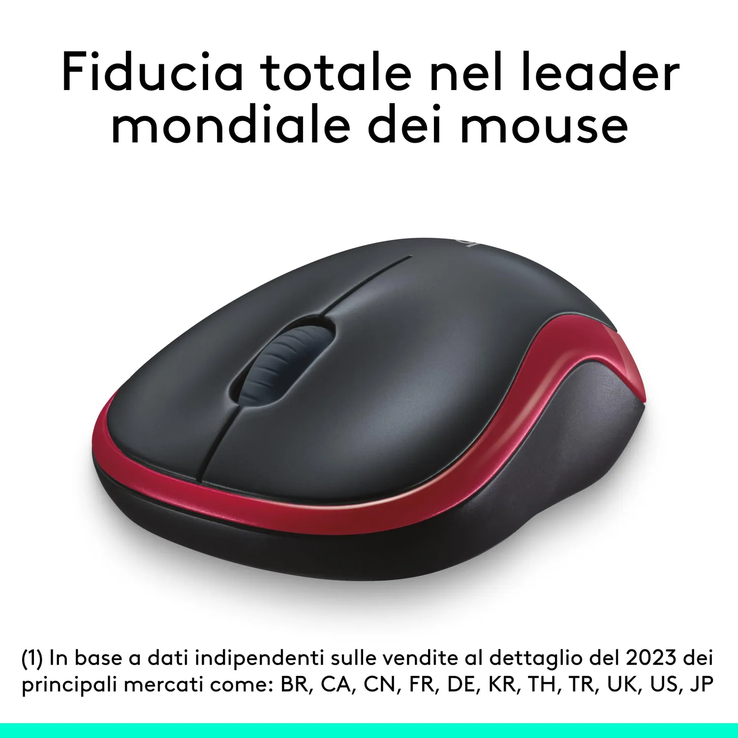 Logitech M185 mouse wireless rosso ricevitore USB 10 m