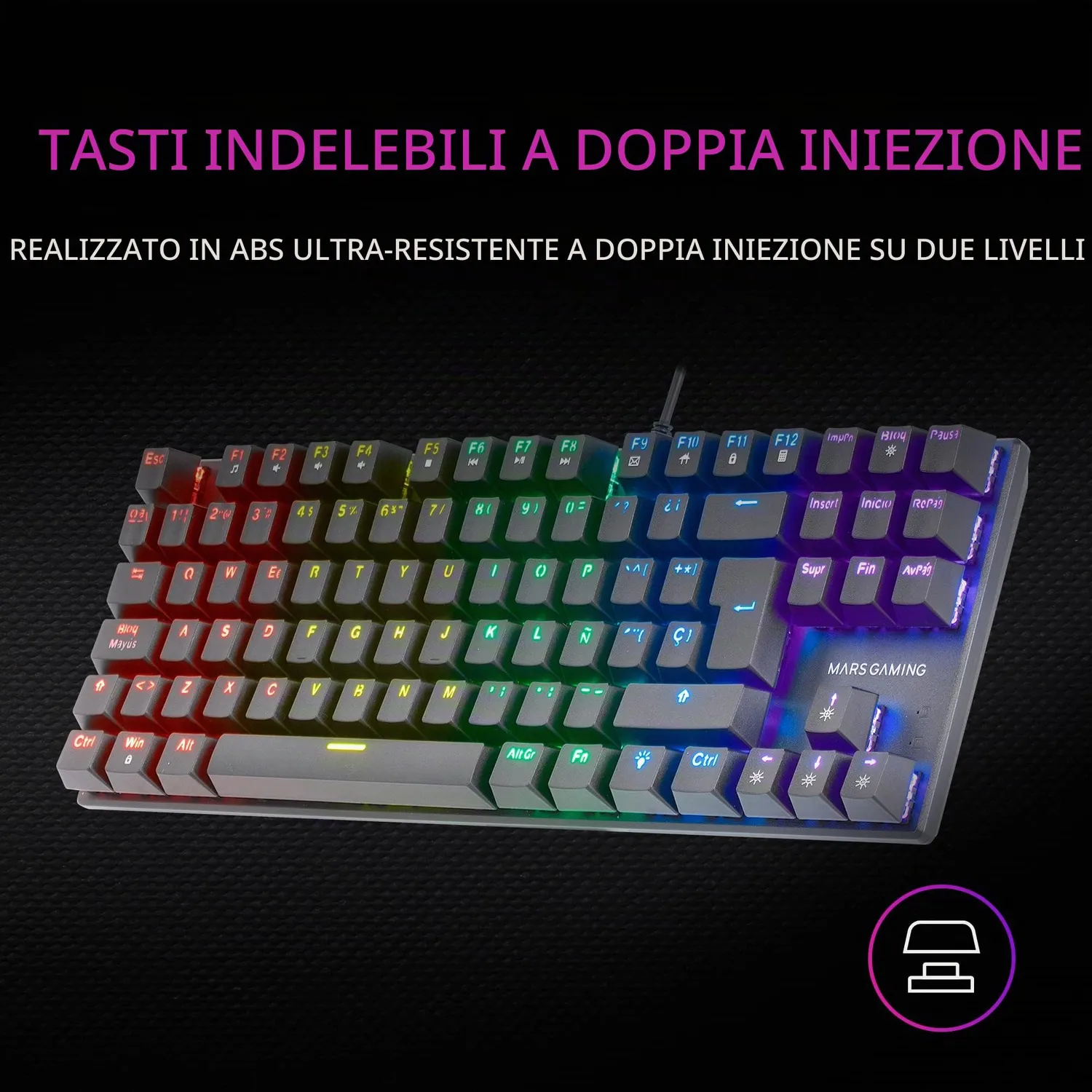 Mars Gaming MK80 Tastiera Meccanica Gaming TKL Switch Marroni