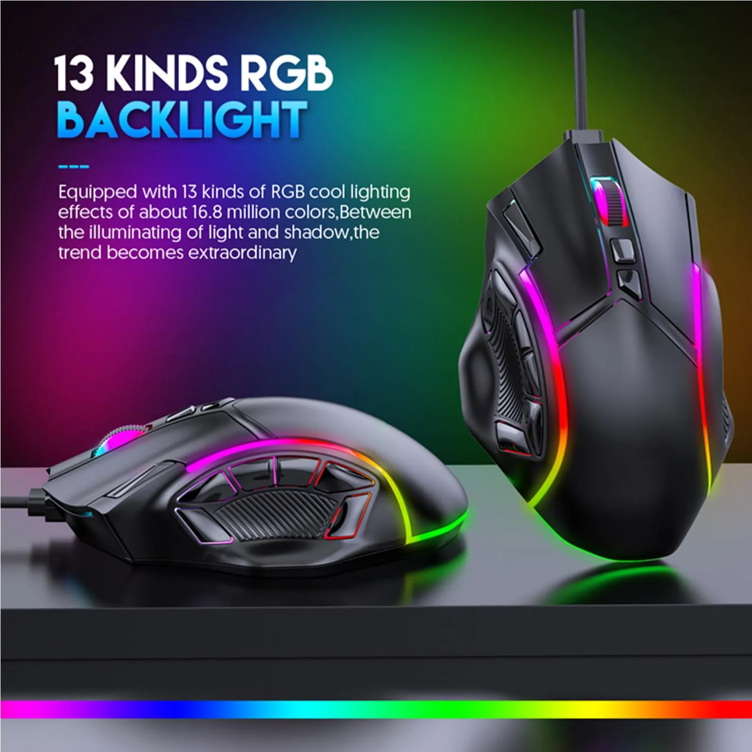 Zunate Mouse Gaming RGB 12800 DPI 7 Tasti Cablato