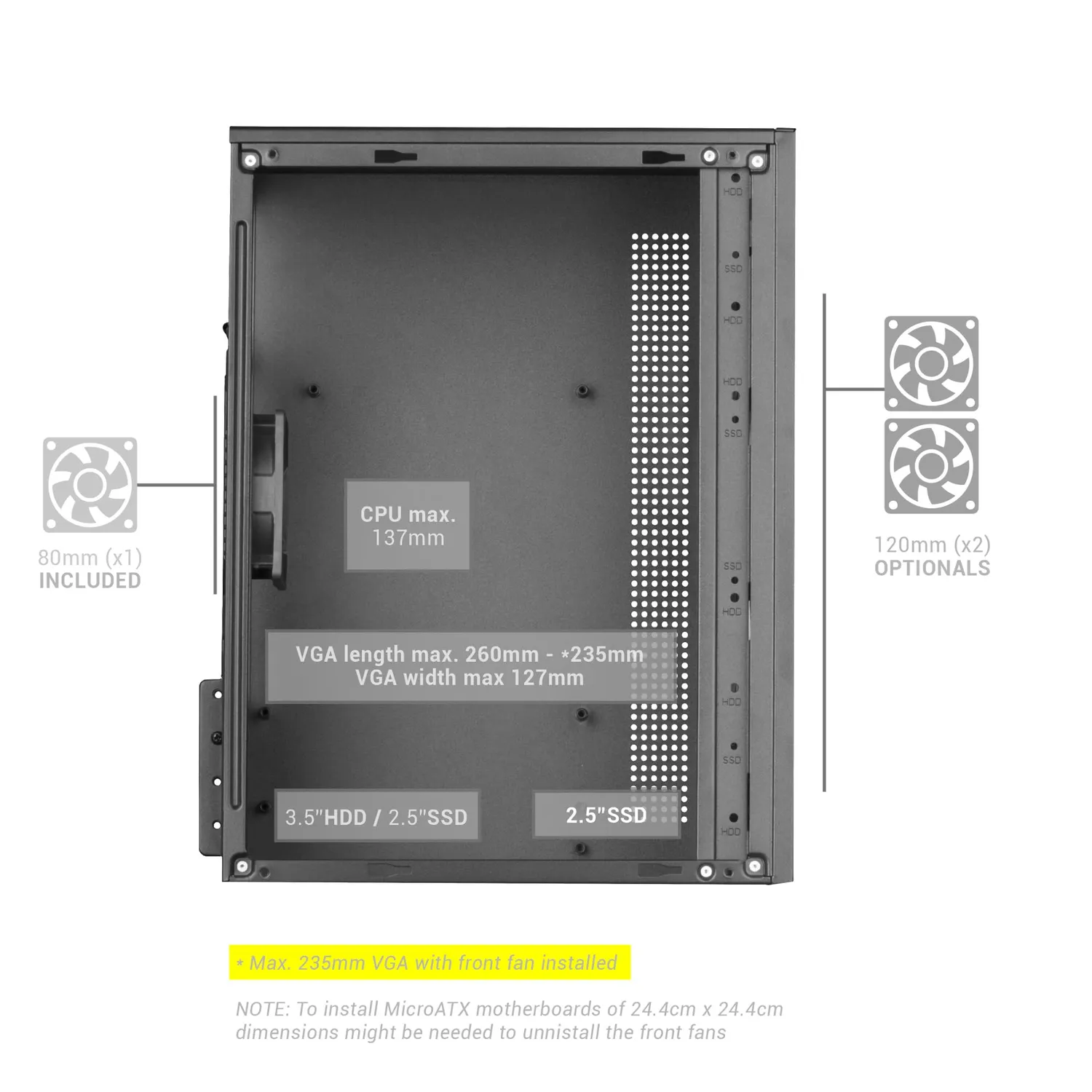 Mars Gaming MC-1000 case MicroATX mini tower nero mesh