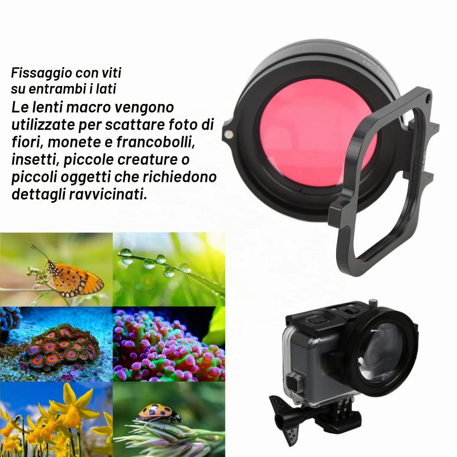 Zunate kit filtri 58mm macro 16x subacqueo rosso viola