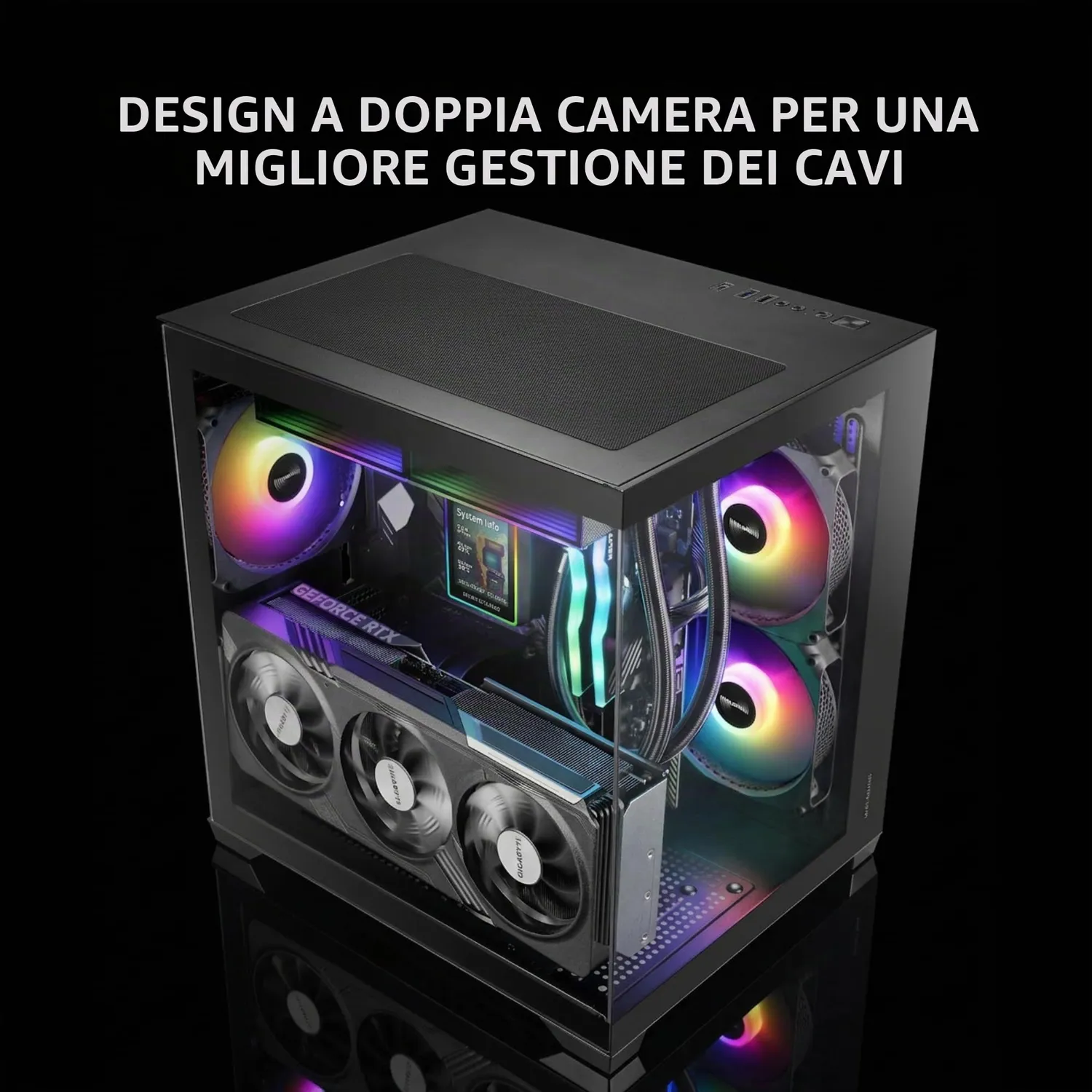 Mars Gaming MC-VIEW3 Case PC MicroATX Nero Vetro Panoramico