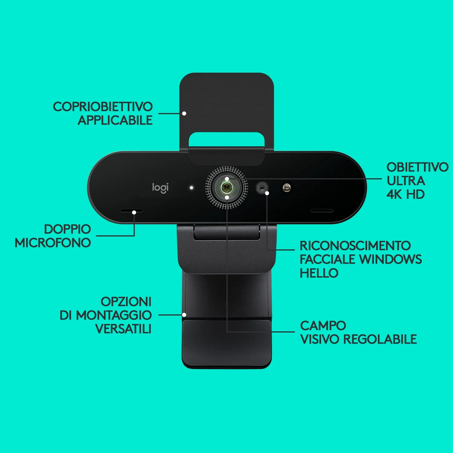 Logitech Brio webcam 4K Ultra HD HDR con infrarossi