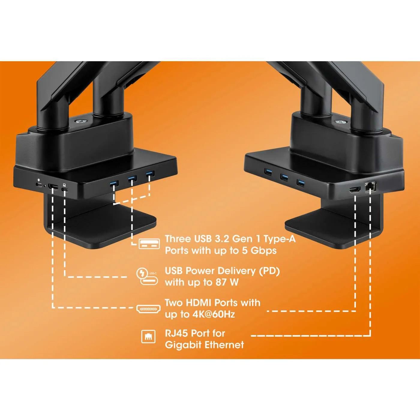 Manhattan Supporto Doppio Monitor 17-32" + Dock 8-in-1 Gas