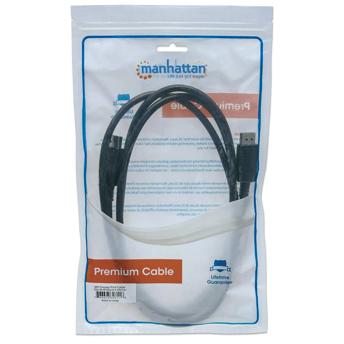 Manhattan Cavo DisplayPort 2 m 4K@60Hz nero