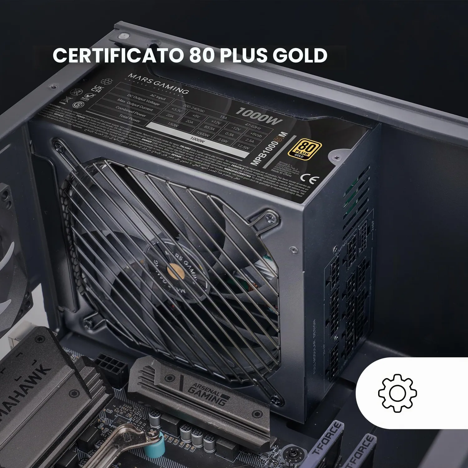 Mars Gaming MPB1000SIM alimentatore 1000W nero Gold ATX