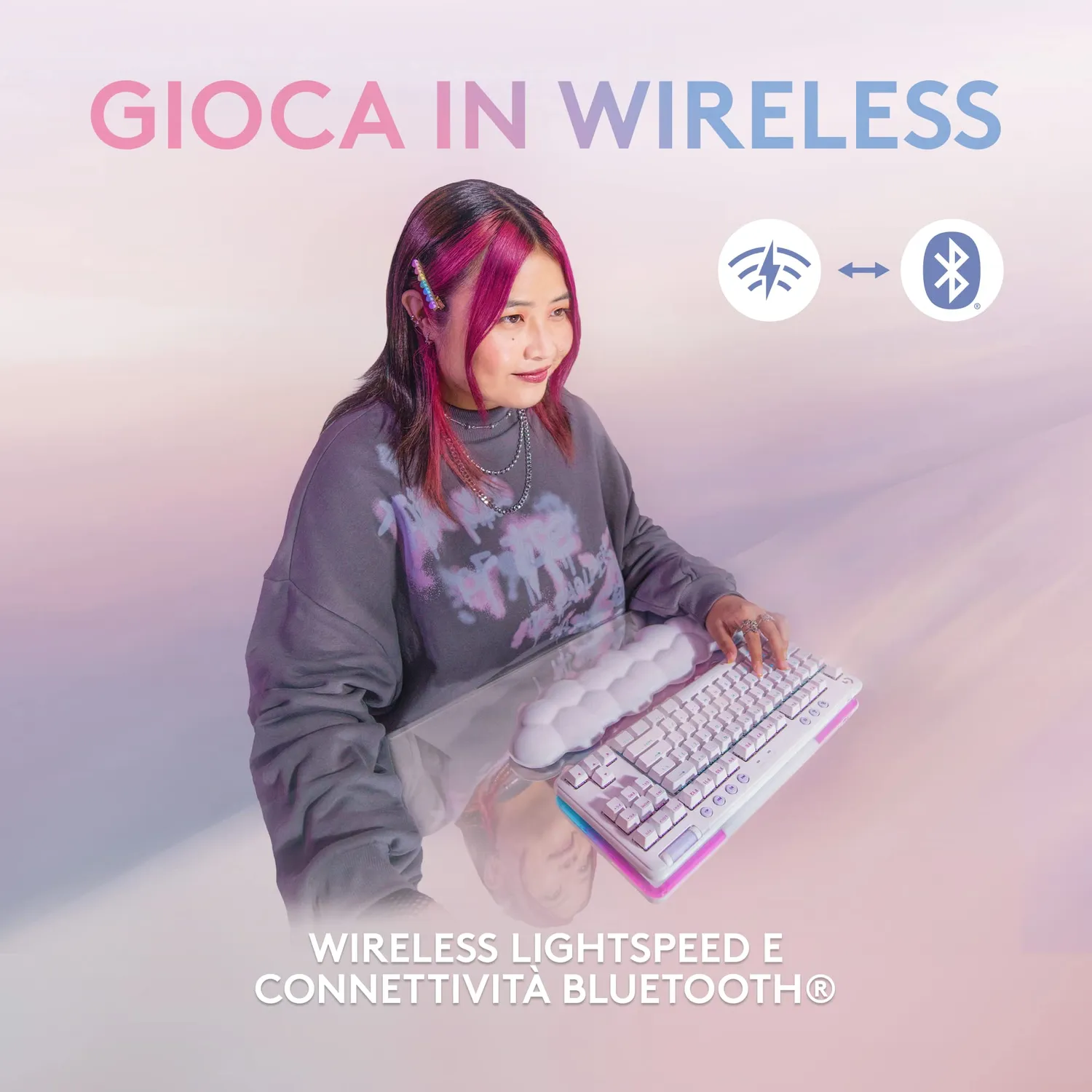 Logitech G G715 tastiera gaming wireless bianco RGB TKL