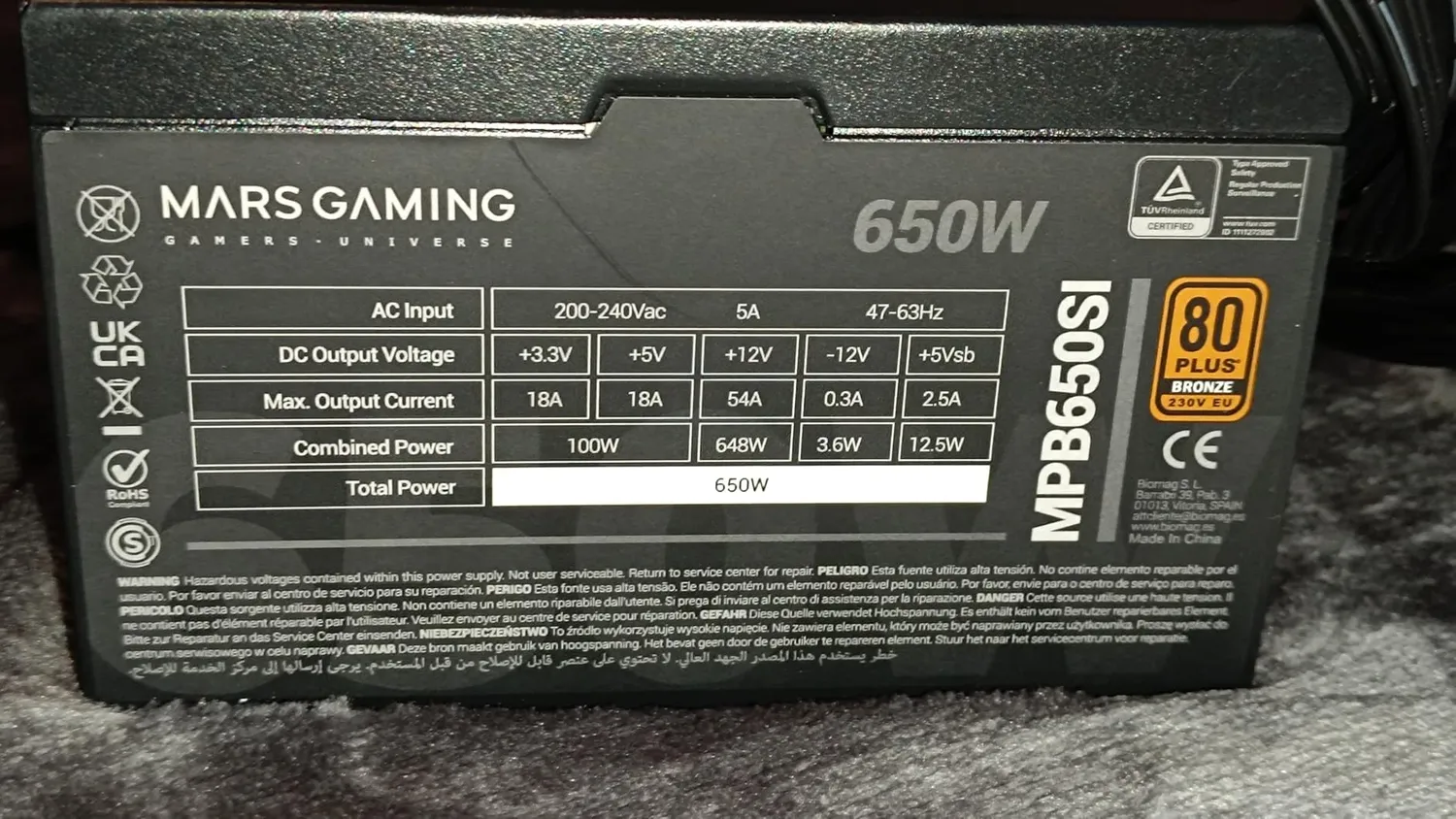 Mars Gaming MPB650SI alimentatore 650W Bronze silenzioso