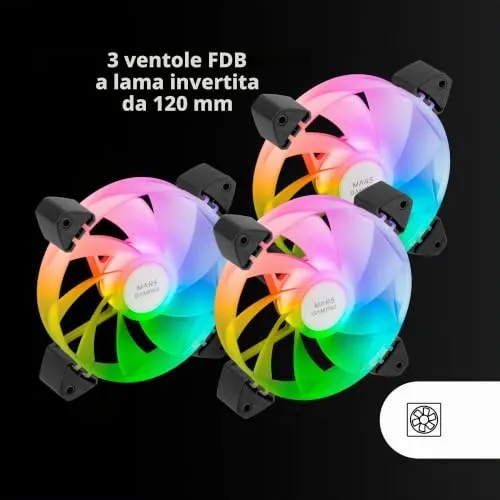 Mars Gaming MF-3AR kit 3 ventole PC 120mm nere ARGB