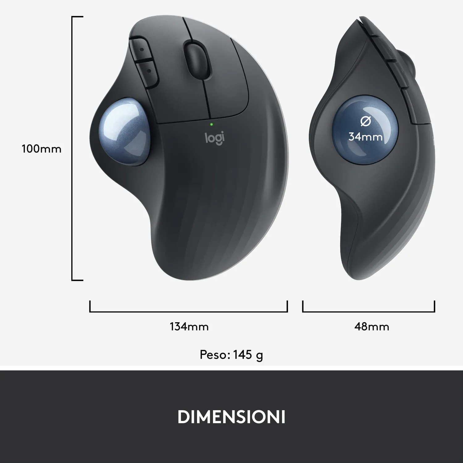 Logitech ERGO M575 trackball wireless grafite business