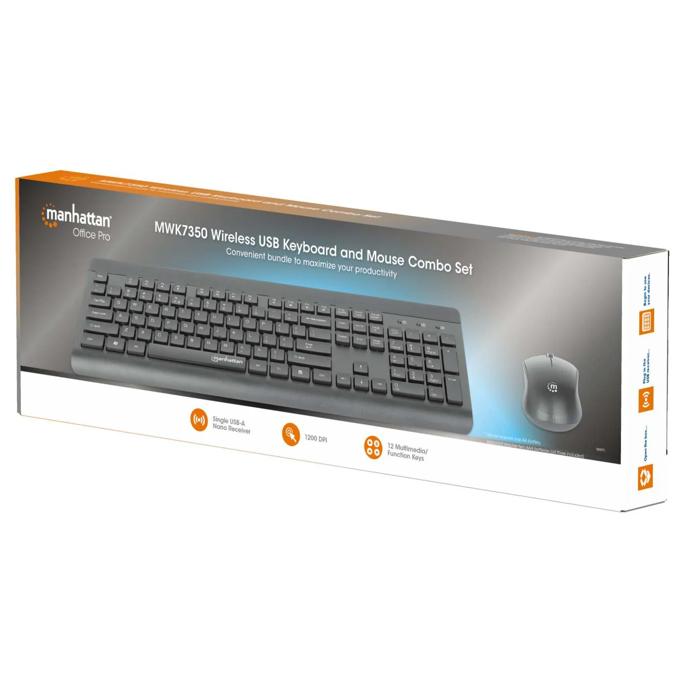 Manhattan MWK7350 Kit Tastiera e Mouse Wireless 2,4 GHz