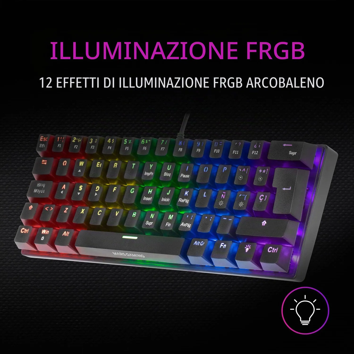 Mars Gaming MK60 tastiera meccanica gaming nera IT switch rossi