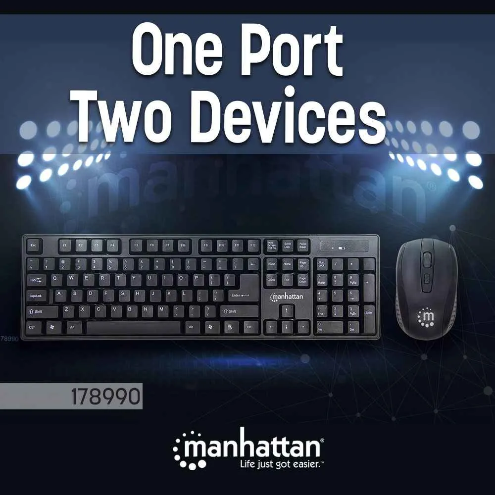 Manhattan Wireless set tastiera e mouse 2,4 GHz nero
