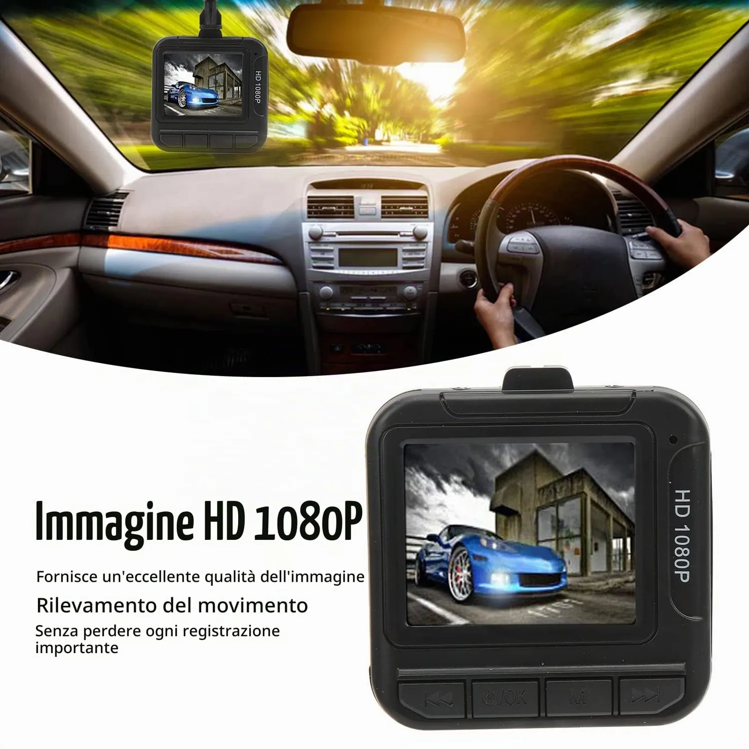 Zunate dash cam auto 1080P schermo 1,6 pollici loop