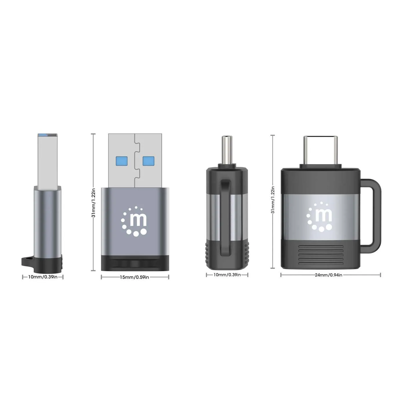 Manhattan set 2 adattatori USB-C USB-A 5Gbps 3A