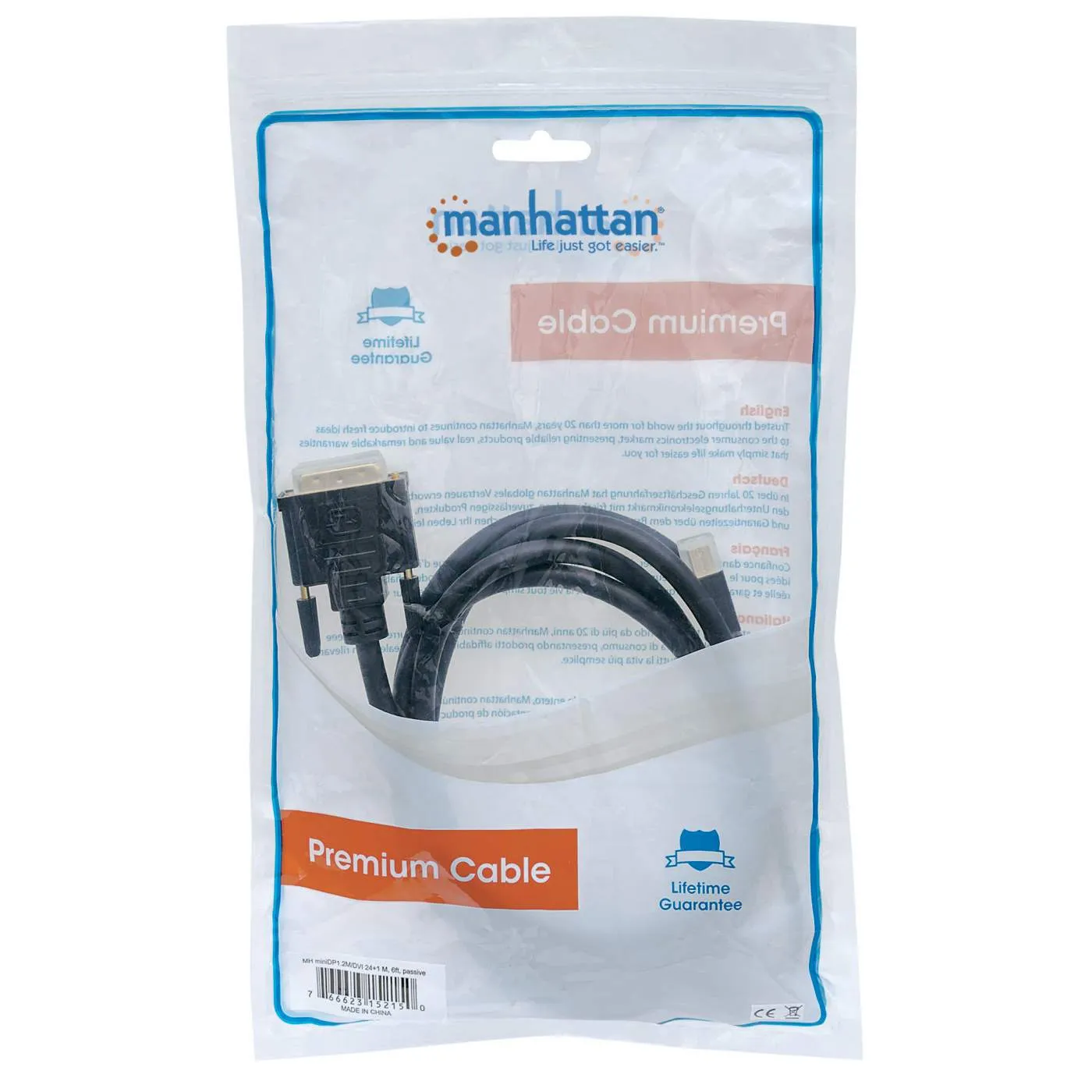 Manhattan Mini DisplayPort 1.2a a DVI Cavo 1080p 1,8 m